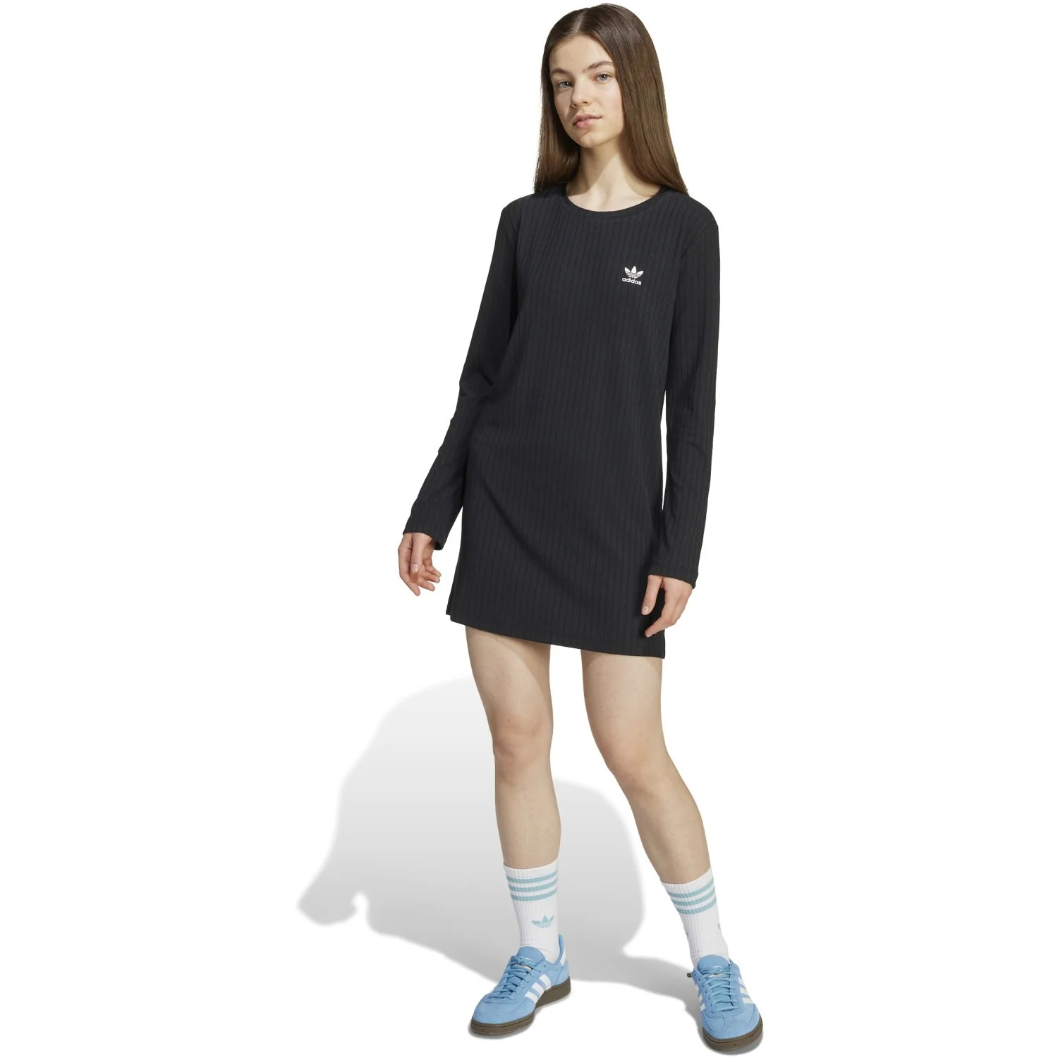 adidas Originals Black/White Wide Rib Kjole - Image 2