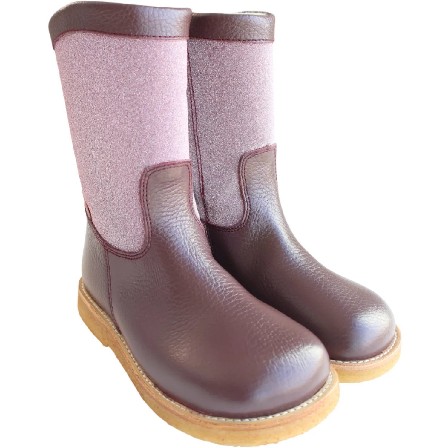 Angulus Aubergine/Aubergine Glitter TEX Støvle Med Glitter Og Lynlås - Image 4