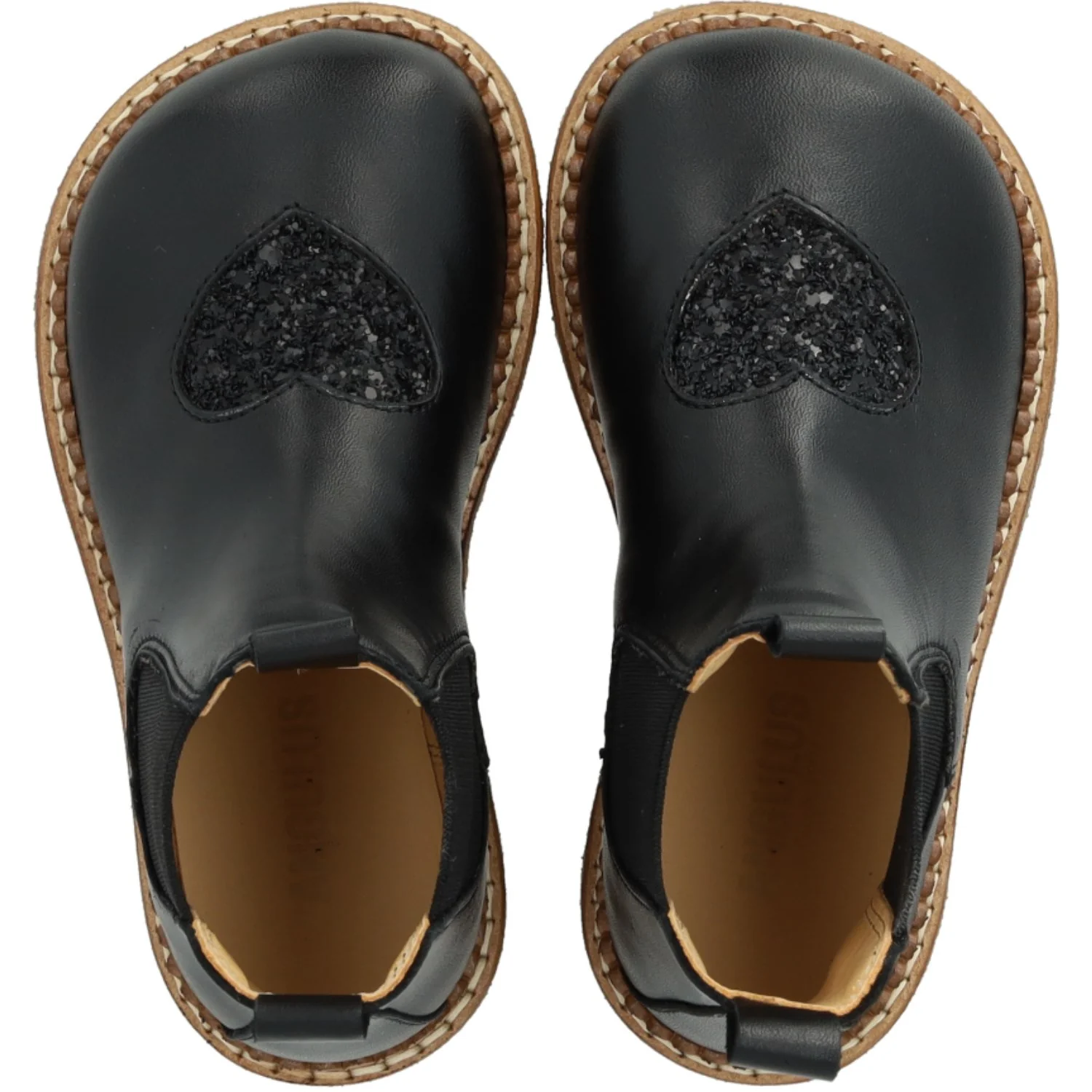 Angulus Black/Black Glitter/Black Elastic Chelsea Støvle Med Hjerte - Image 2