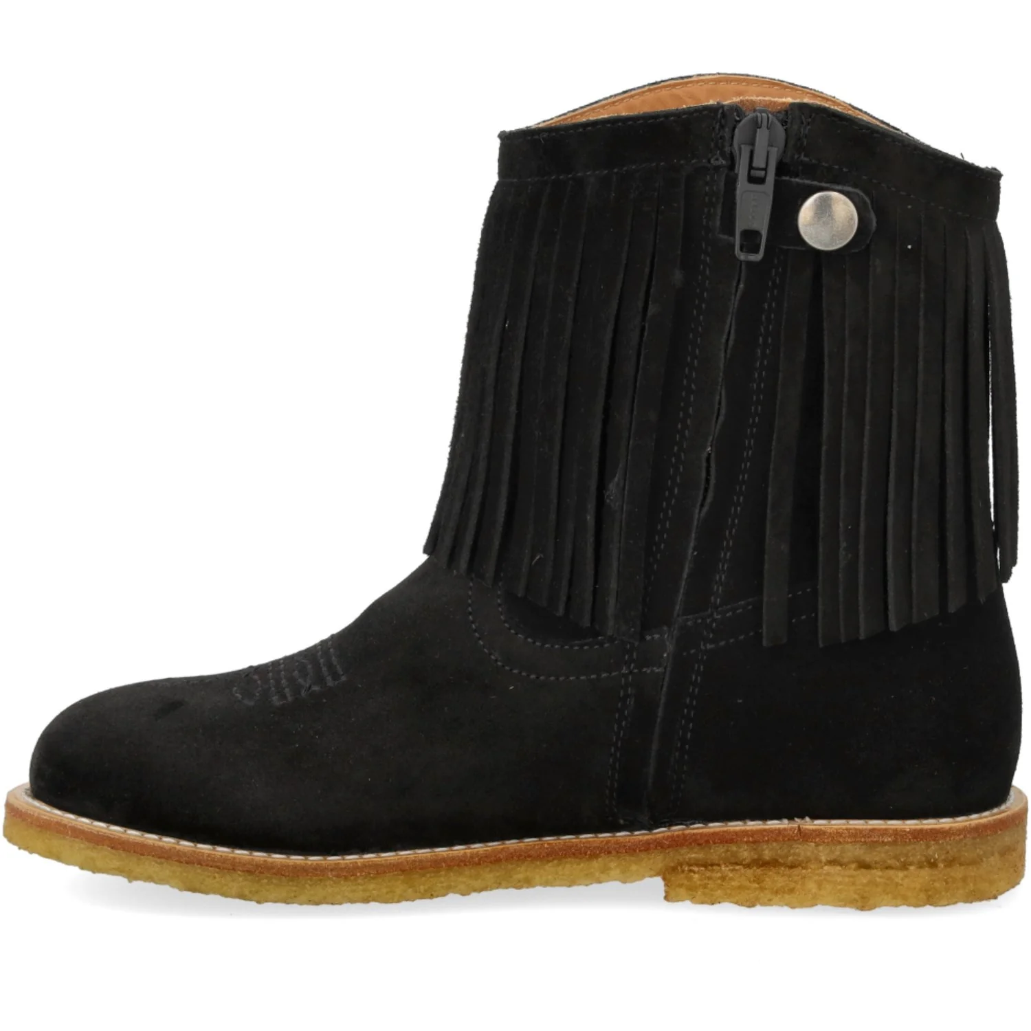 Angulus Black Cowboystøvle Med Frynser Og Broderi - Image 4