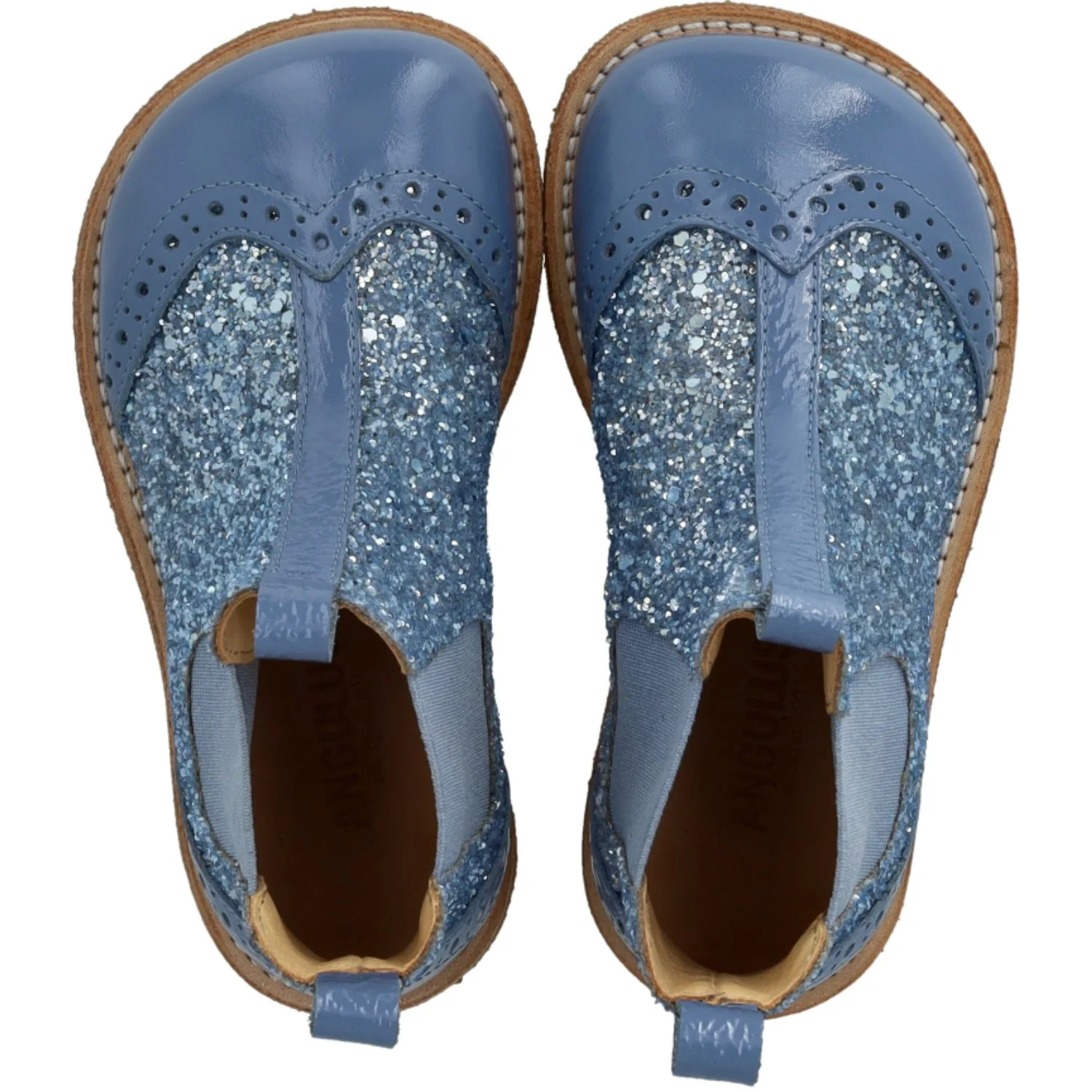 Angulus Blue Daisy/Blue Ice/Blue Elastic Chelsea Støvle Med Glitter Og Brogues Detaljer - Image 2