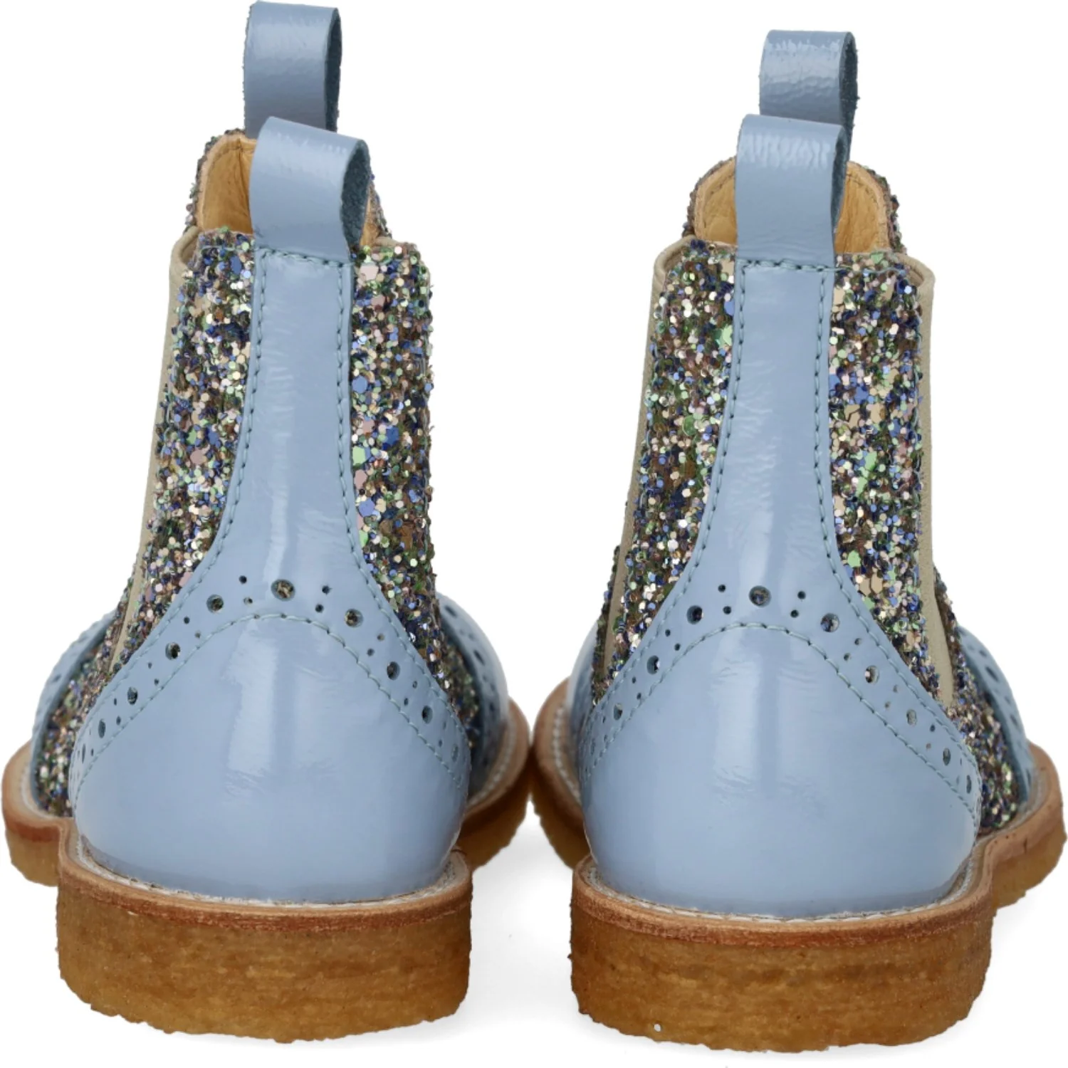 Angulus Sky Blue/Spring Multi Glitter/Beige Chelsea Støvle Med Glitter Og Brogues Detaljer - Image 3