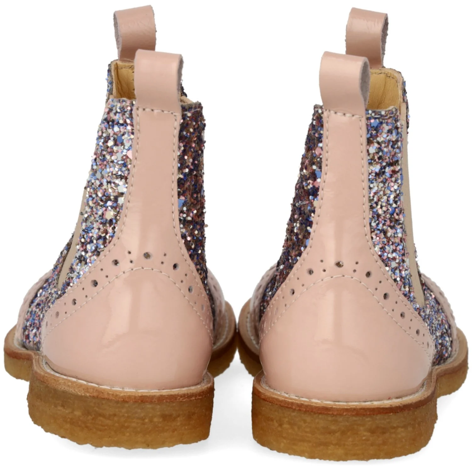 Angulus Rosebud/Pastel Multi Glitter/Rosebud Chelsea Støvle Med Glitter Og Brogues Detaljer - Image 3
