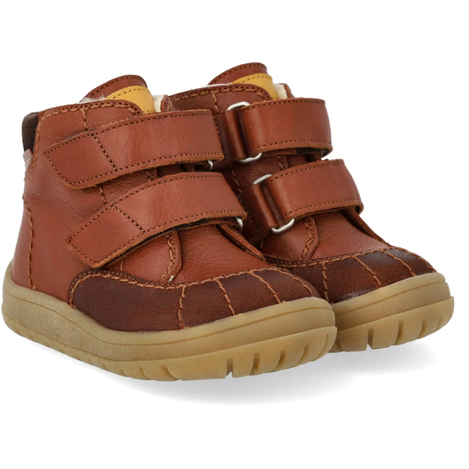 Angulus Cognac/Sun Yellow/Dark Brown Begynder TEX-støvle Med Kontraststikninger