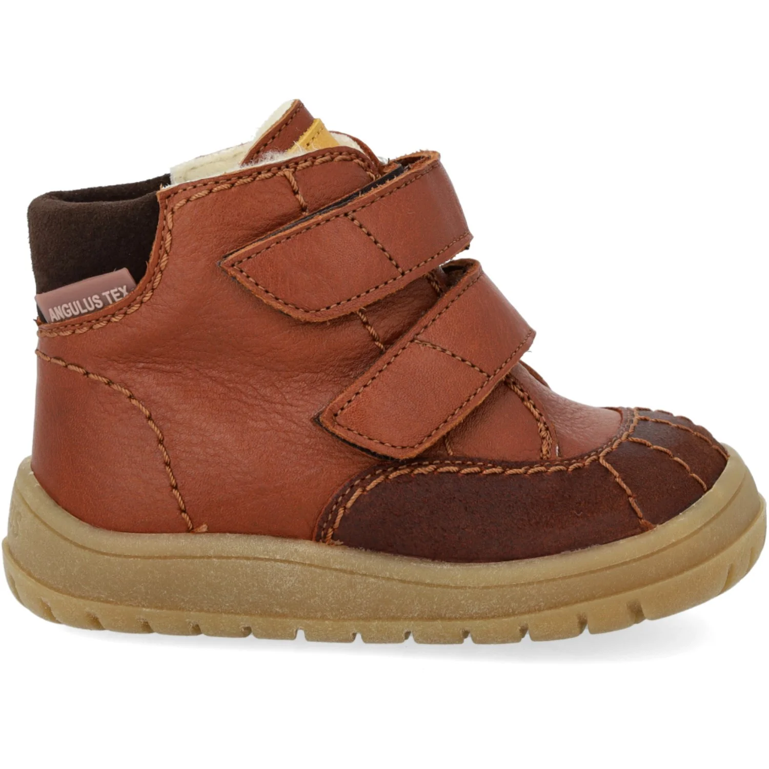 Angulus Cognac/Sun Yellow/Dark Brown Begynder TEX-støvle Med Kontraststikninger - Image 6