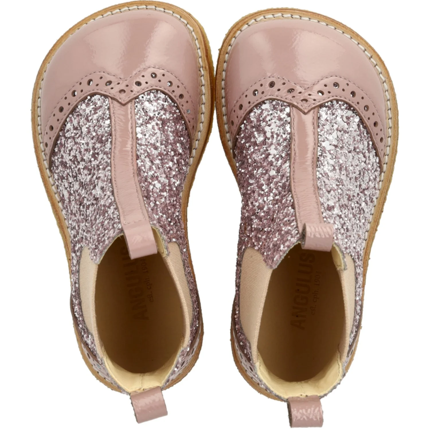 Angulus Faded Rose/Blossom Glitter/Rose Chelsea Støvle Med Glitter Og Brogues Detaljer - Image 2