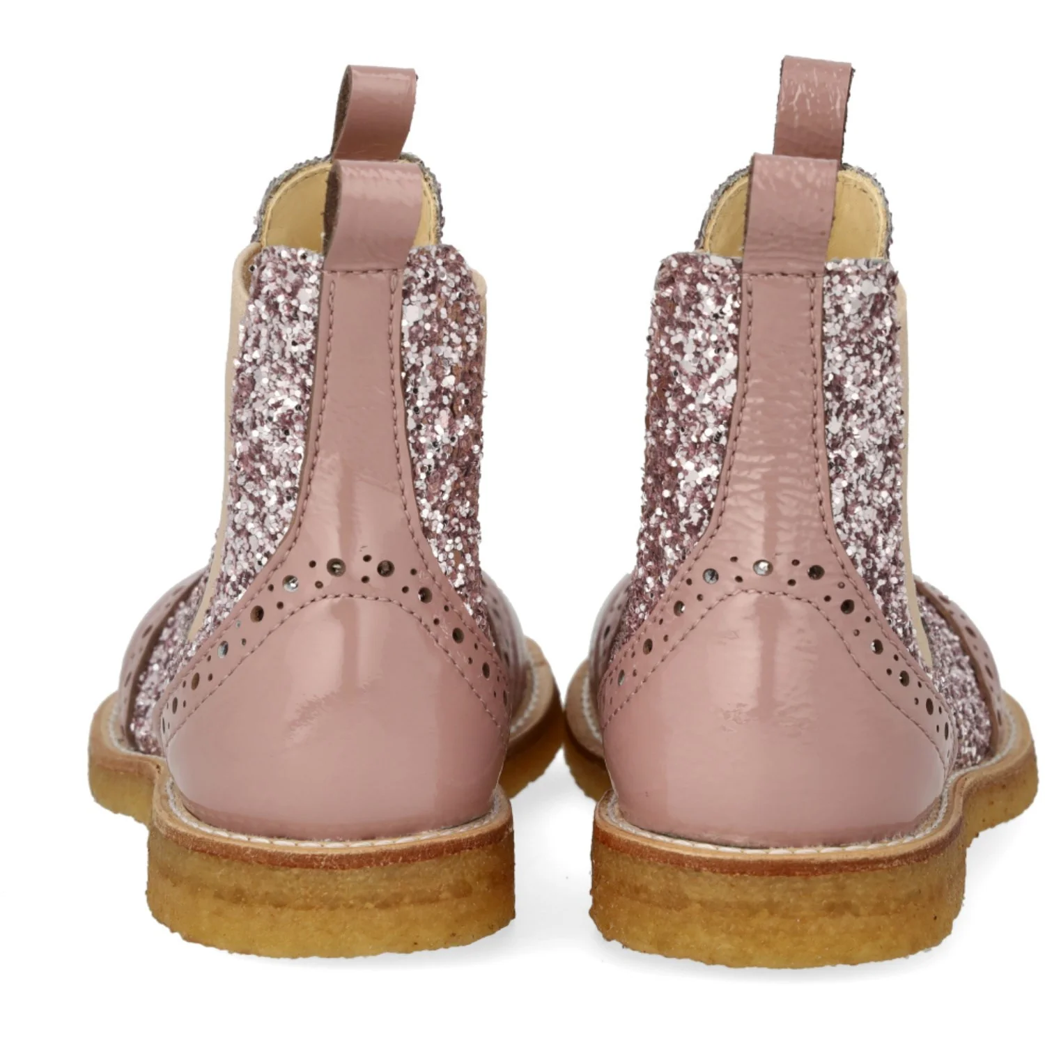 Angulus Faded Rose/Blossom Glitter/Rose Chelsea Støvle Med Glitter Og Brogues Detaljer - Image 3