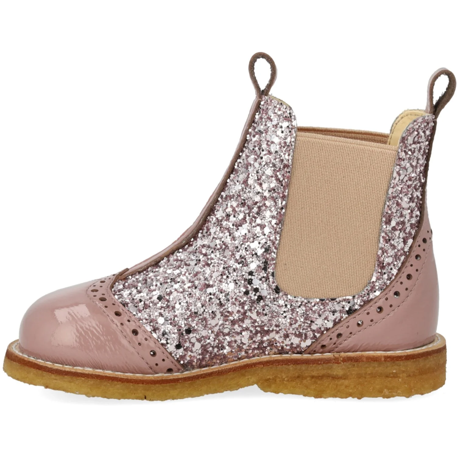 Angulus Faded Rose/Blossom Glitter/Rose Chelsea Støvle Med Glitter Og Brogues Detaljer - Image 4