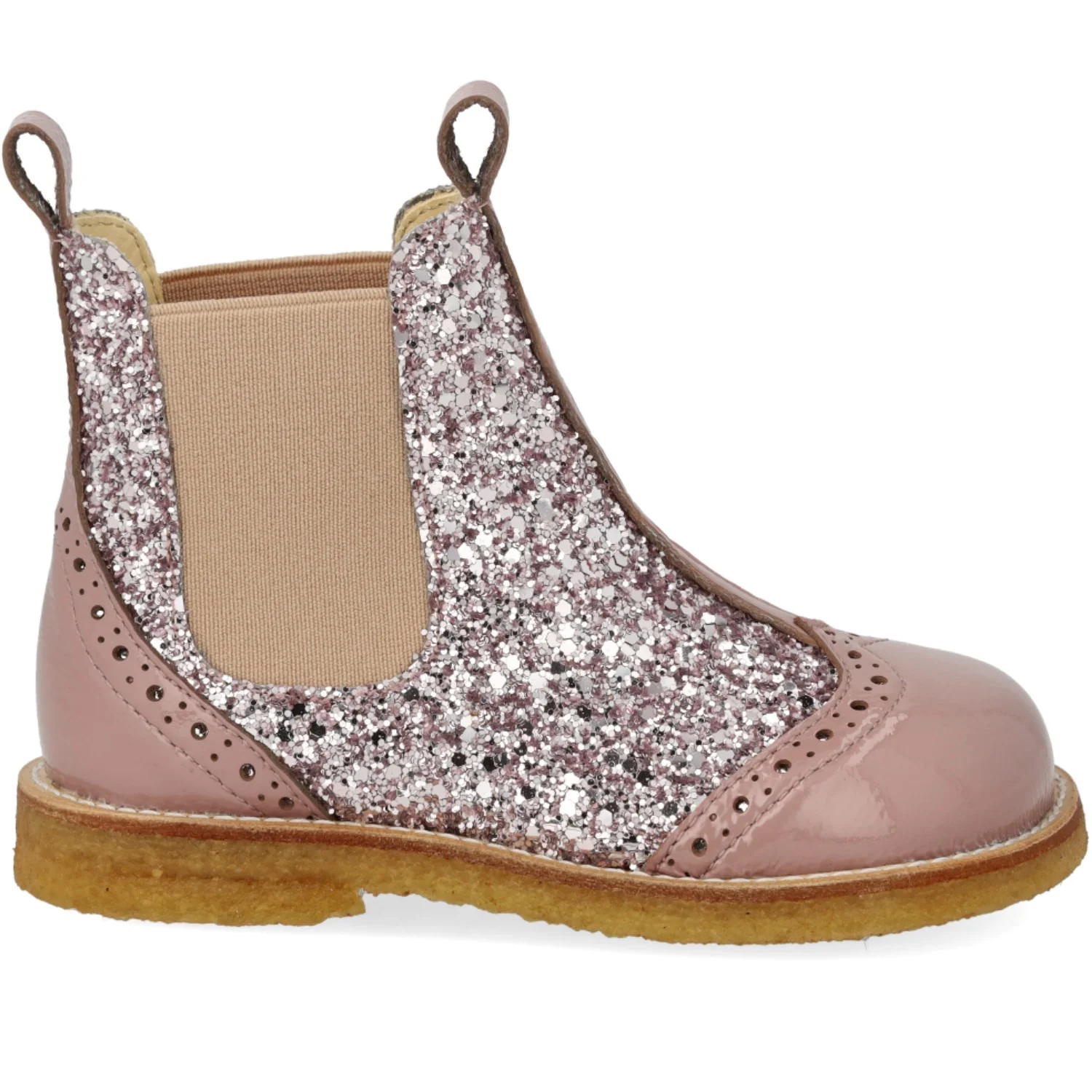 Angulus Faded Rose/Blossom Glitter/Rose Chelsea Støvle Med Glitter Og Brogues Detaljer - Image 5
