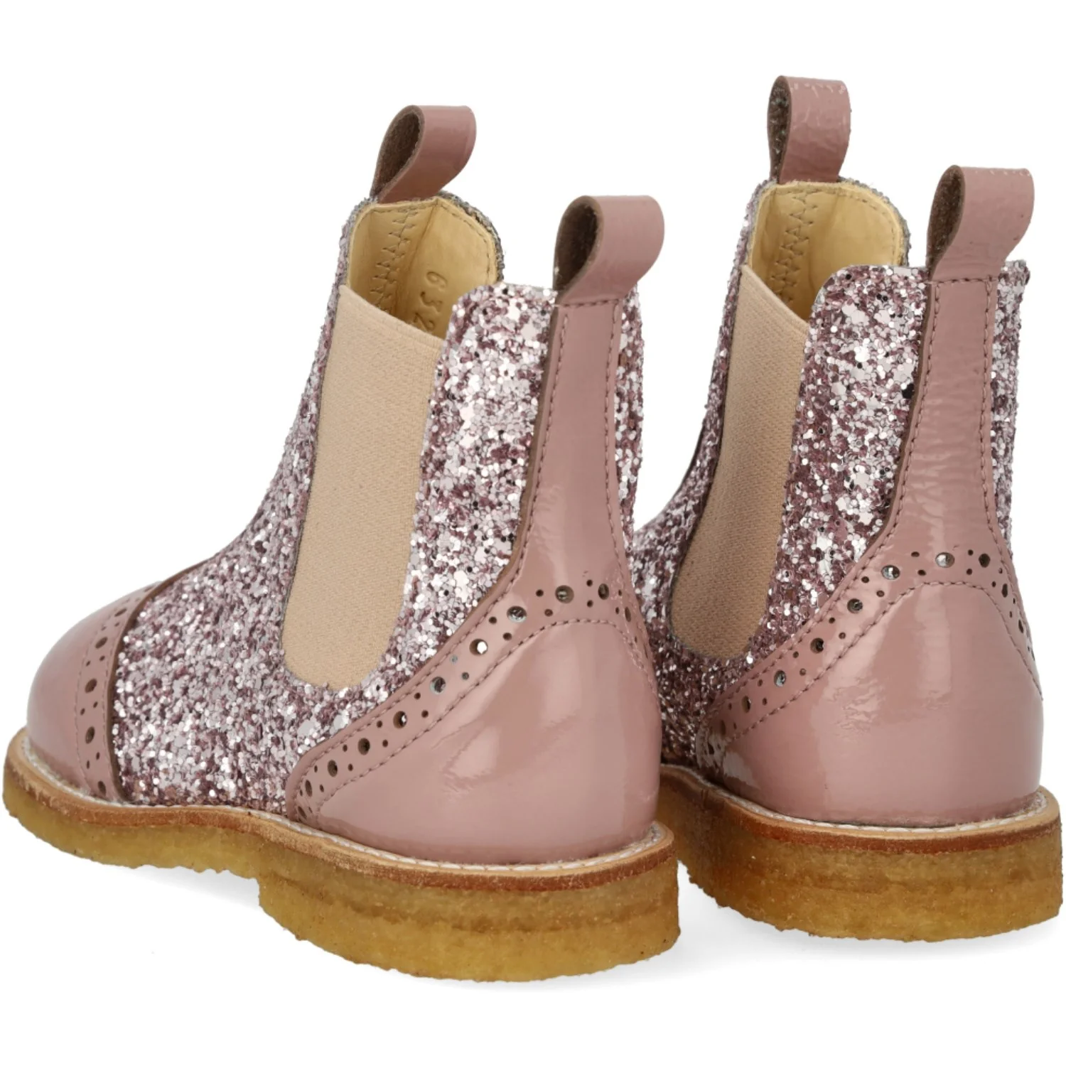 Angulus Faded Rose/Blossom Glitter/Rose Chelsea Støvle Med Glitter Og Brogues Detaljer - Image 6