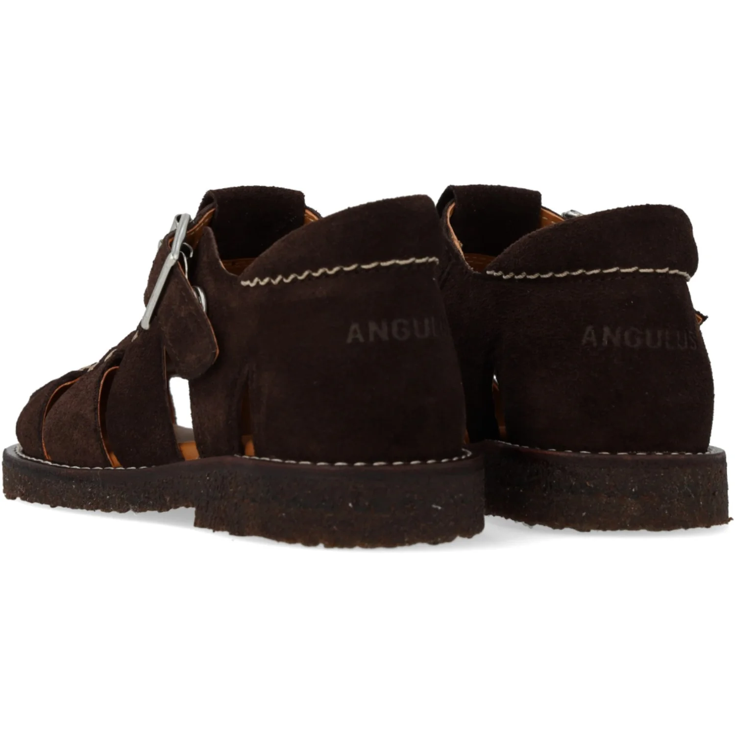Angulus Dark Brown Fisherman Sandal Med Lukket Tå Og Stikningsdetalje - Image 4