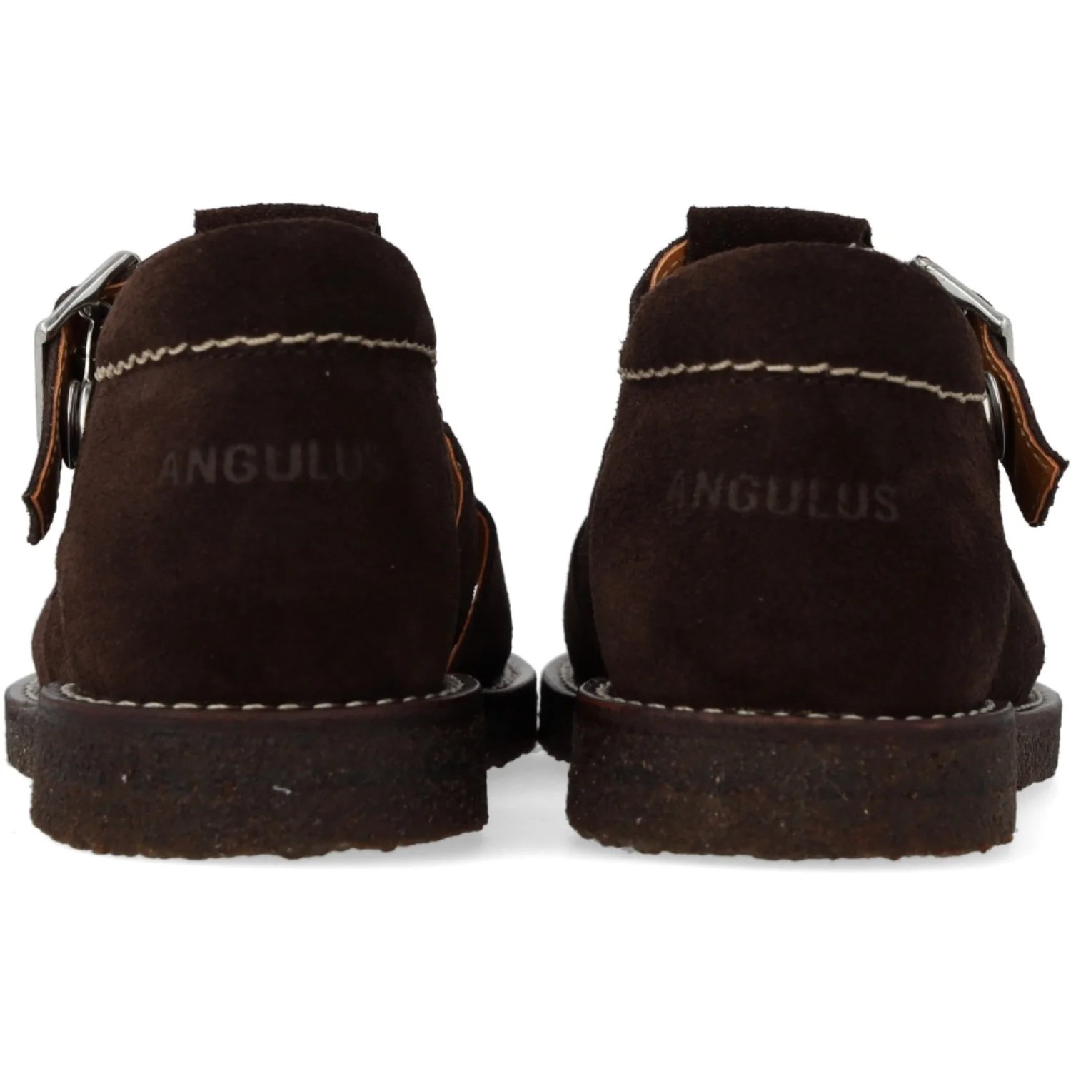 Angulus Dark Brown Fisherman Sandal Med Lukket Tå Og Stikningsdetalje - Image 5