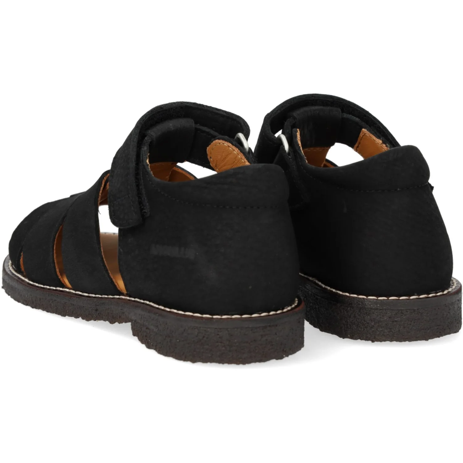 Angulus Black Klassisk Ruskindssandal Med Velcro - Image 2