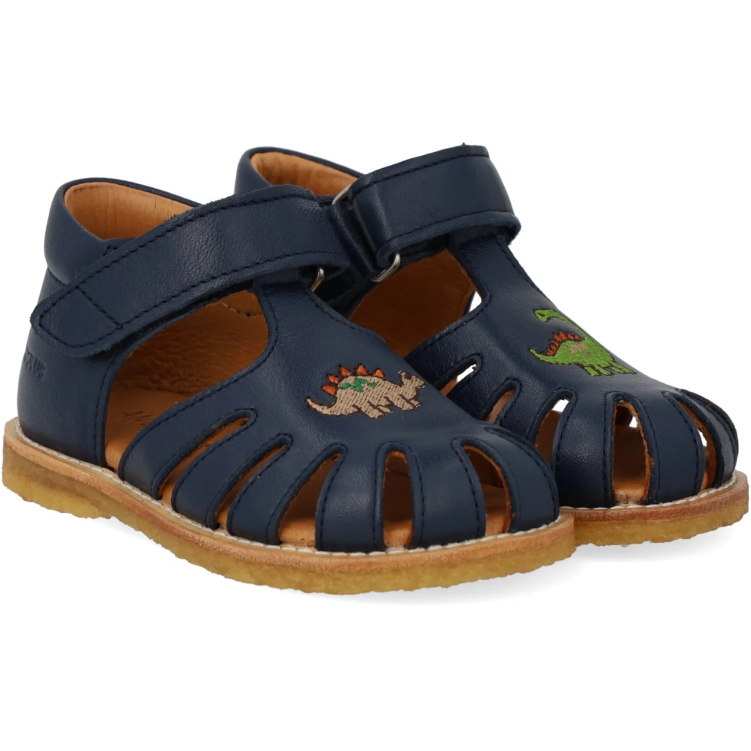 Angulus Navy Sandal Med Dinobroderi Og Lukket Tå