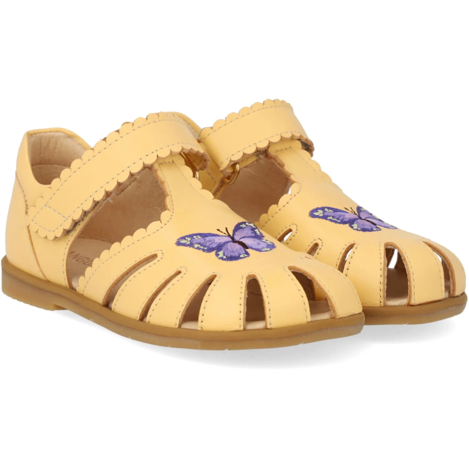 Angulus Mellow Yellow Sandal Med Lukket TĂĄ Og Sommerfugl