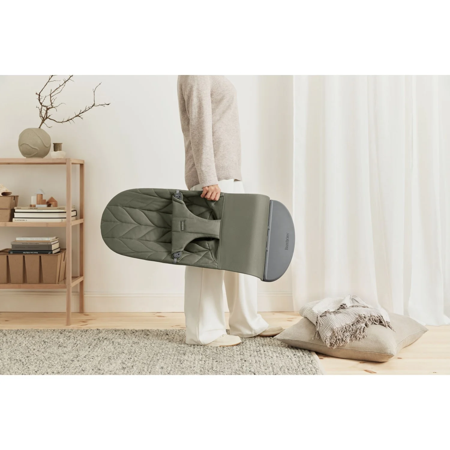 BabyBjörn Dark Green Skråstol Bliss - Vævet, Blomsterbladsquilt - Image 13