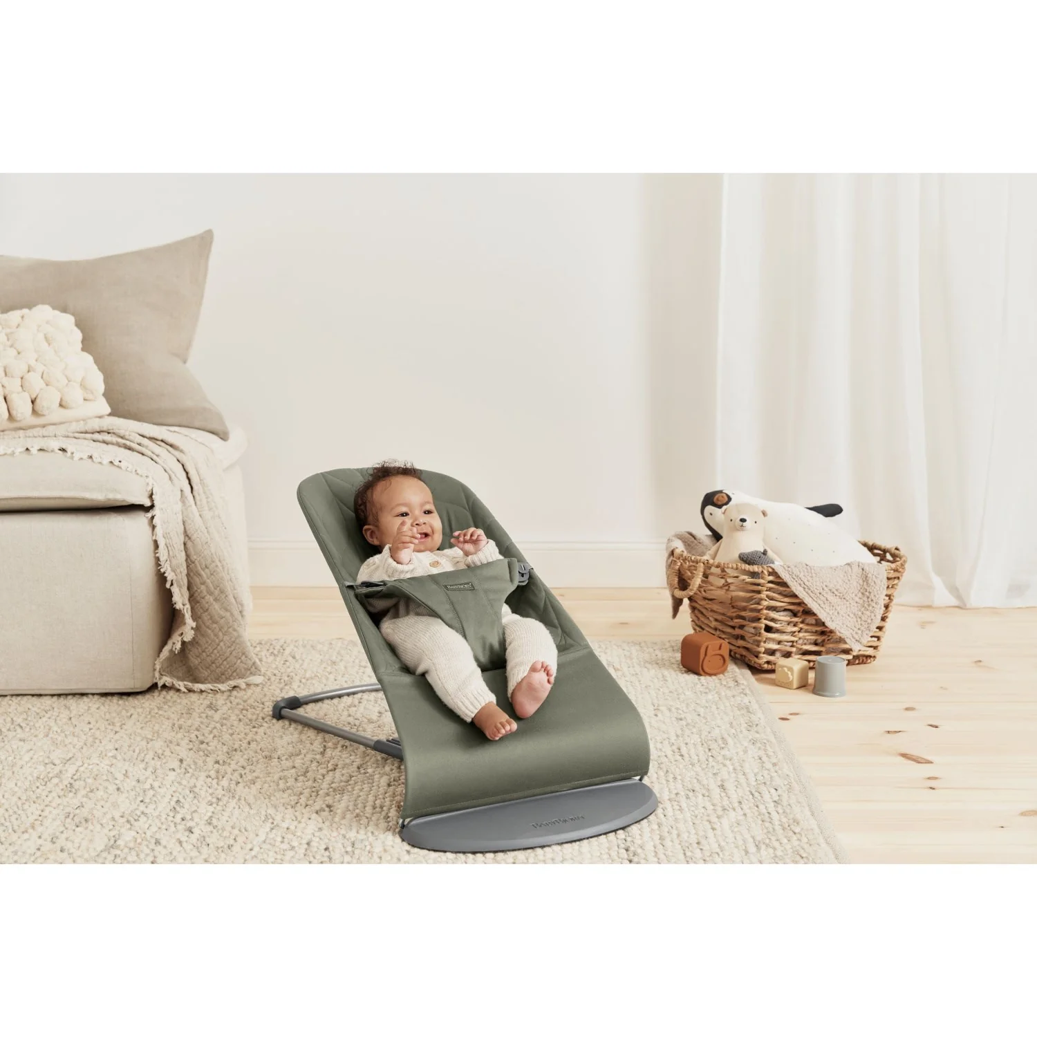 BabyBjörn Dark Green Skråstol Bliss - Vævet, Blomsterbladsquilt - Image 18