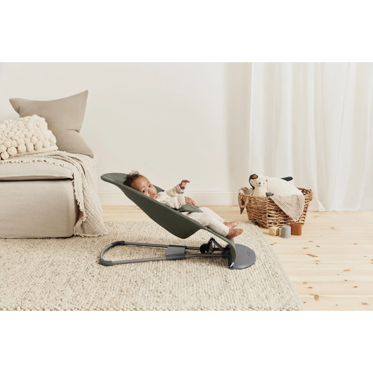 BabyBjörn Dark Green Skråstol Bliss - Vævet, Blomsterbladsquilt - Image 19