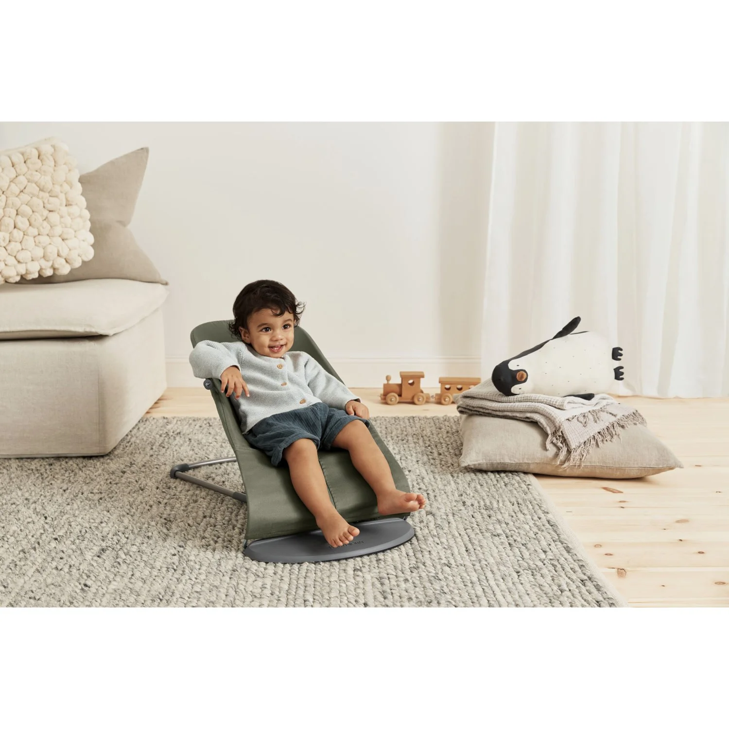 BabyBjörn Dark Green Skråstol Bliss - Vævet, Blomsterbladsquilt - Image 21