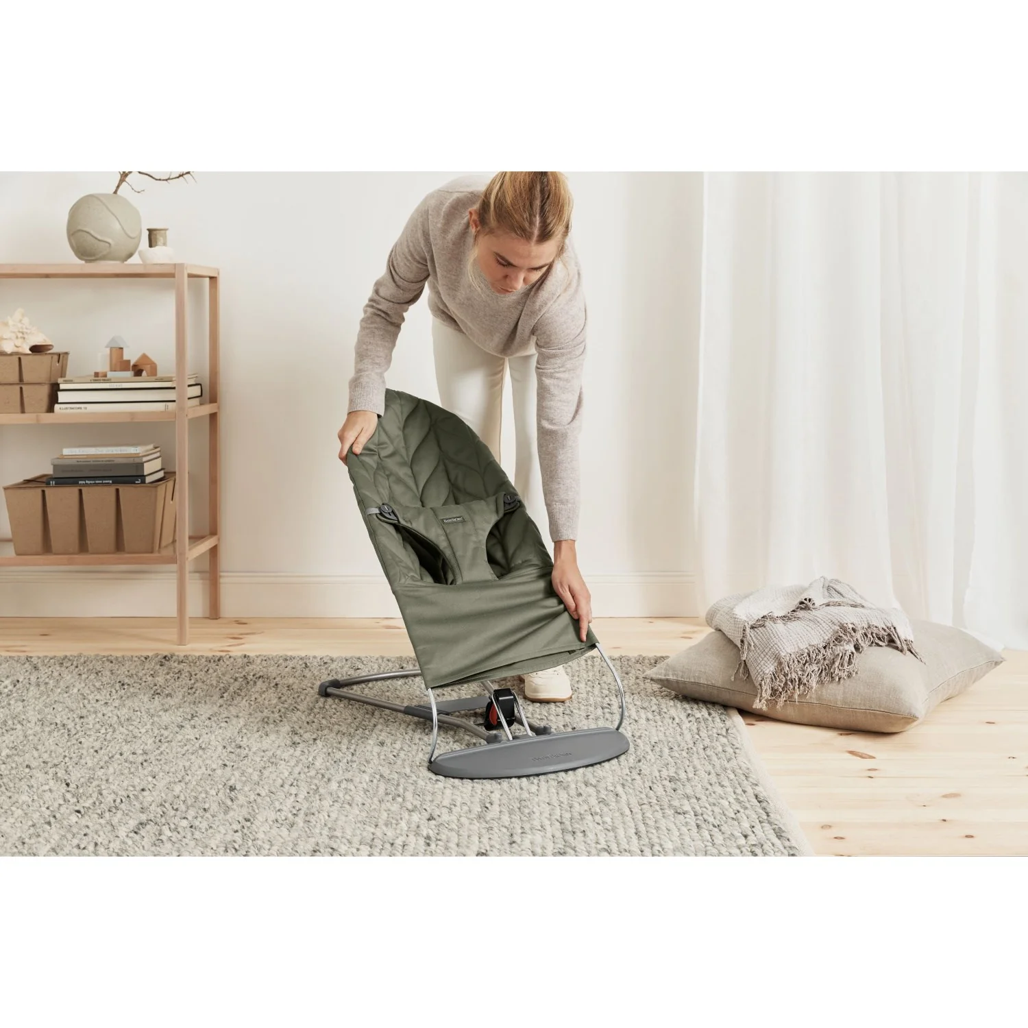 BabyBjörn Dark Green Skråstol Bliss - Vævet, Blomsterbladsquilt - Image 25