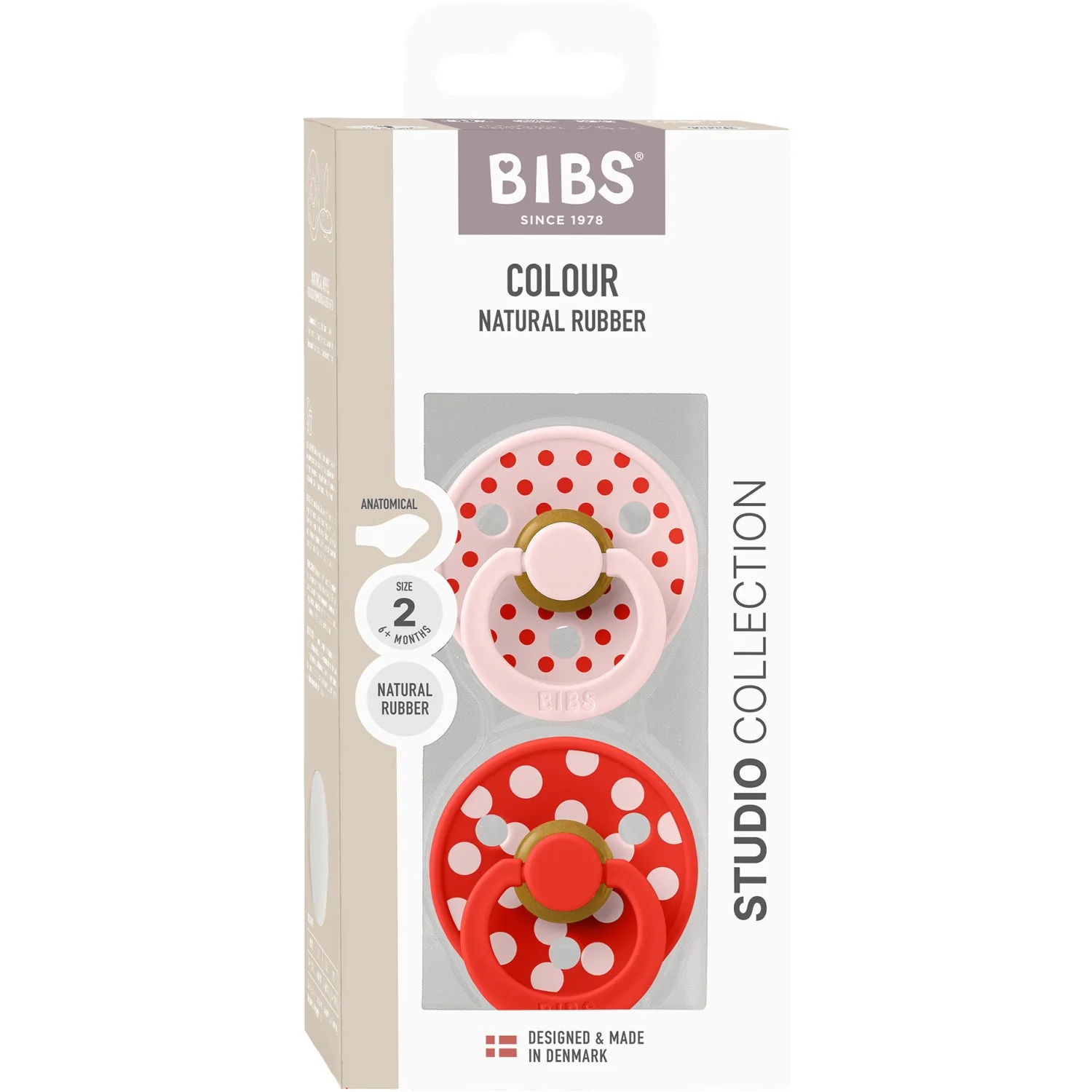 Bibs Blossom/Candy Apple Sut Studio Colour 2-Pak Polka Anatomical Latex - Image 6