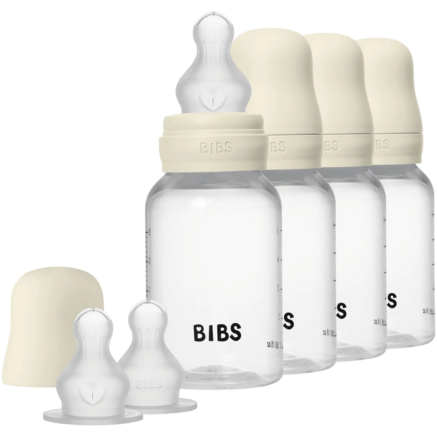 Bibs Ivory Baby Flaske Round Silikone 4-Pak - Image 2