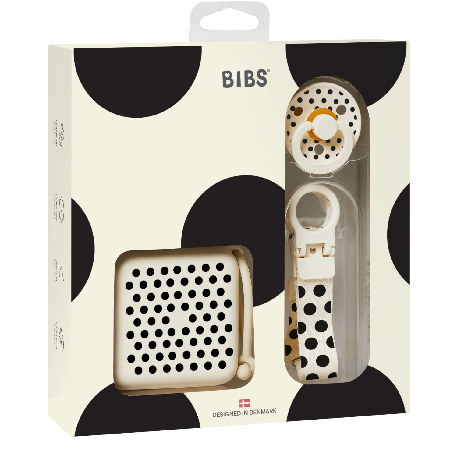 Bibs Ivory Black Gavesæt Polka Soothe & Go Latex - Image 3