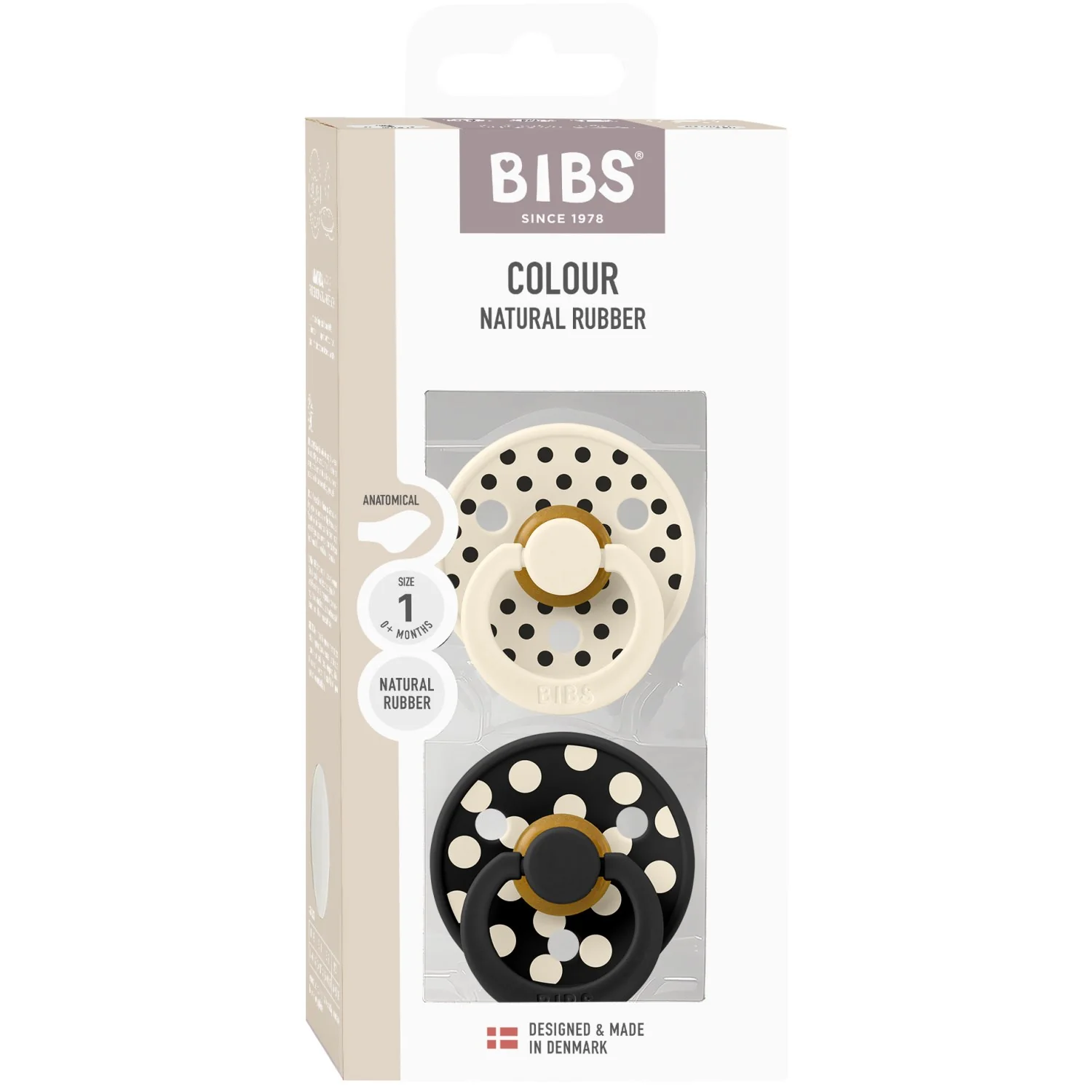Bibs Ivory/Black Sut Studio Colour 2-Pak Polka Anatomical Latex - Image 3