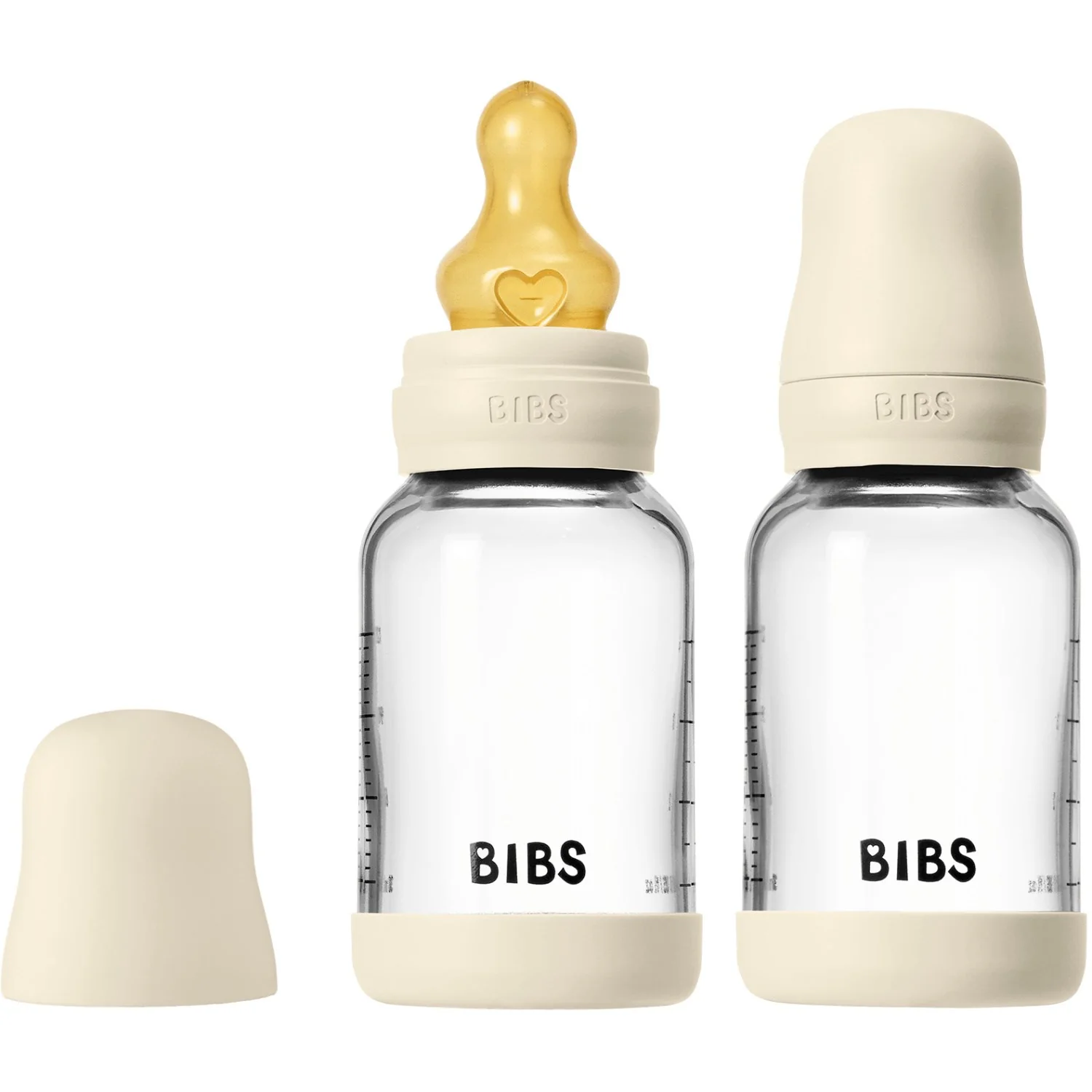 Bibs Ivory Glass Baby Flaske Round Latex 2-Pak 120 Ml Slow Flow - Image 2