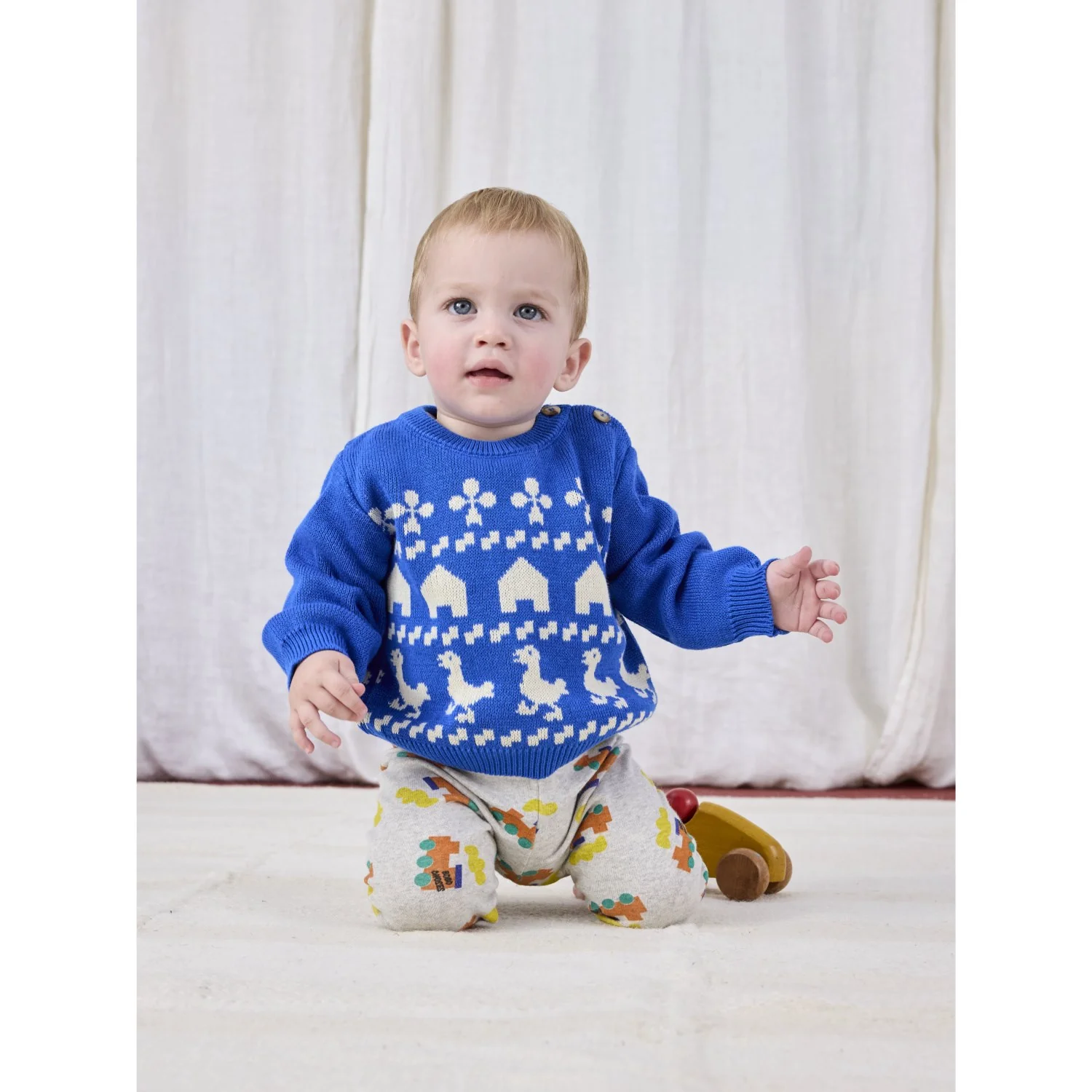 Bobo Choses Blue Farm Jaquard Jumper - Image 2