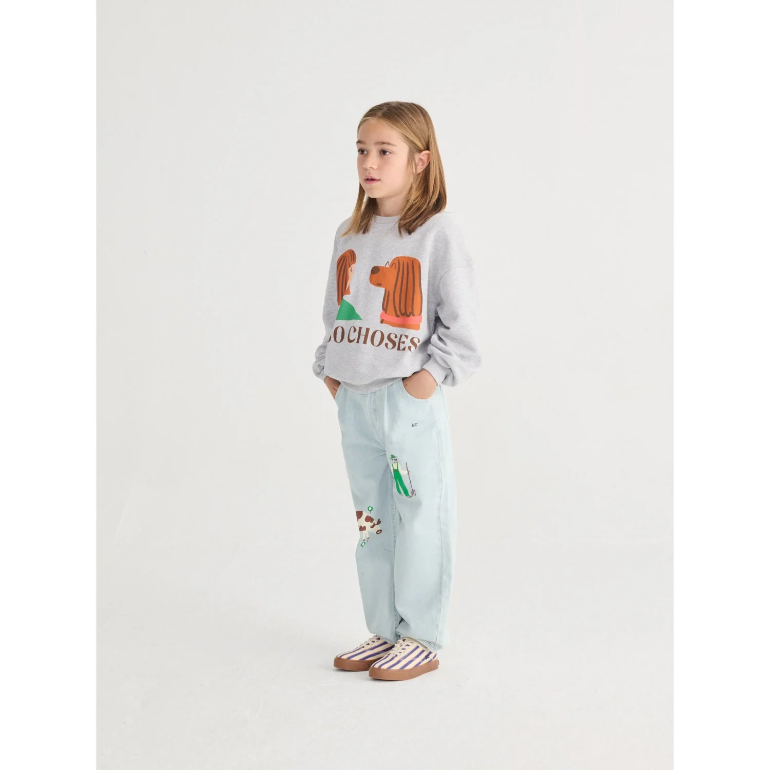 Bobo Choses Heather Grey Friends In A Pickle Sweatshirt - Image 3