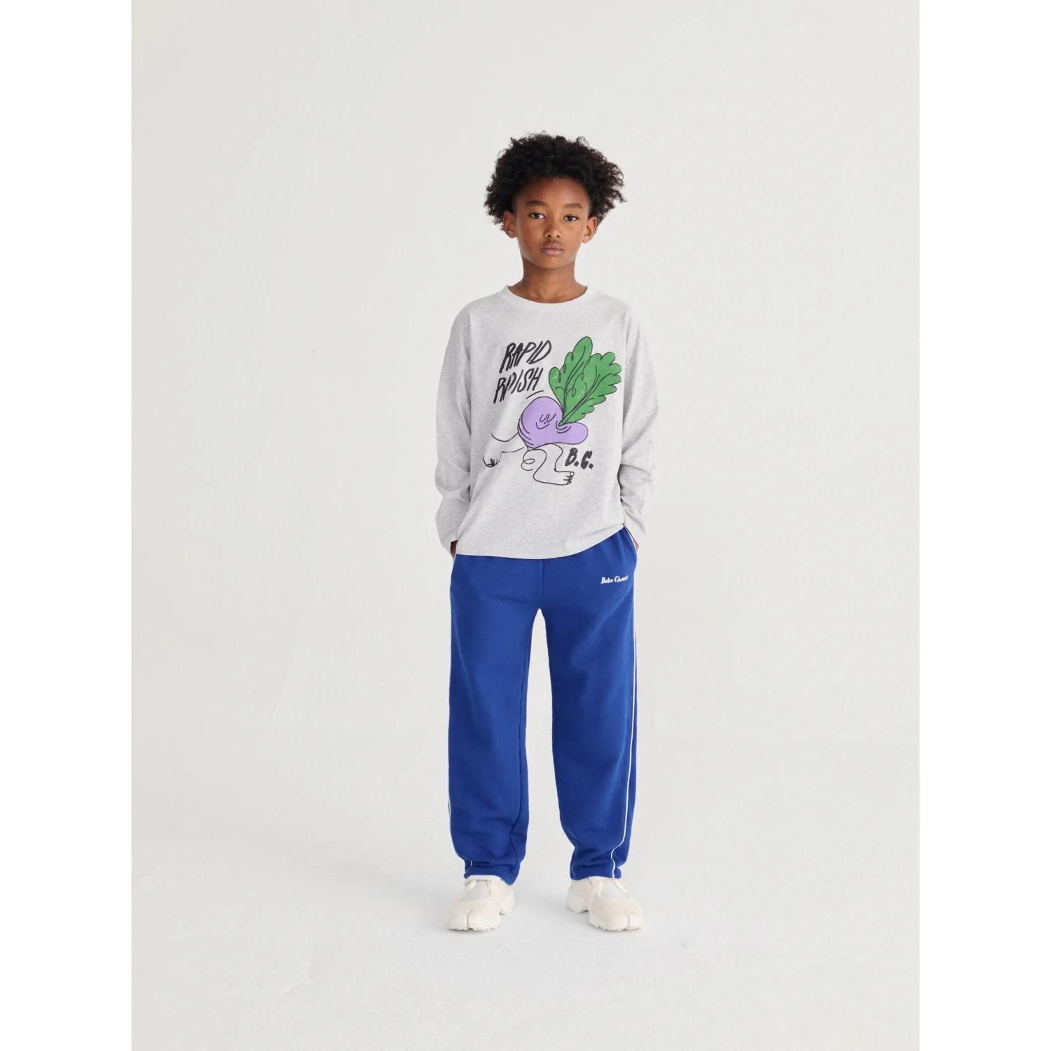 Bobo Choses Heather Grey Rapid Radish Long Sleeve T-Shirt - Image 3