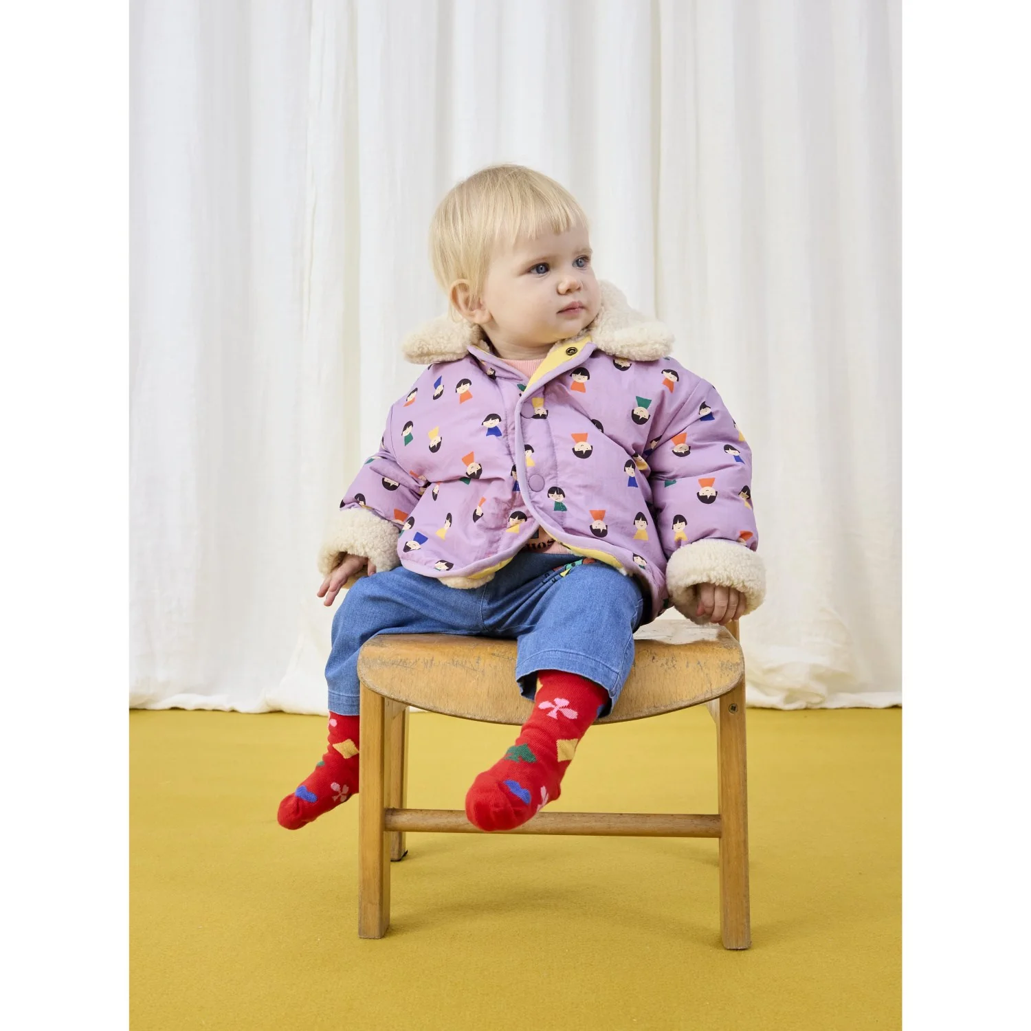 Bobo Choses Lavender Game Pawns All Over Vendbar Sheepskin Jakke - Image 2