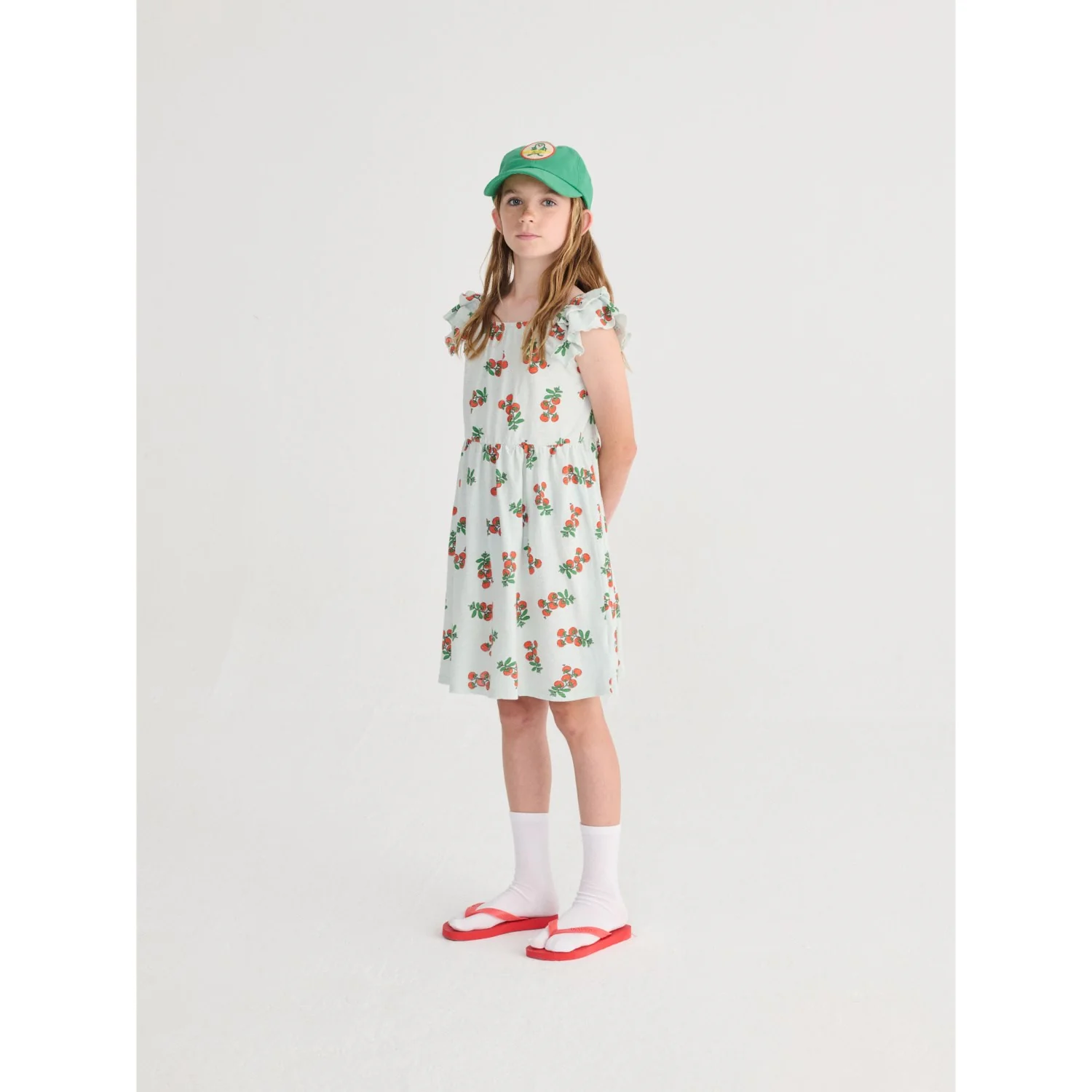 Bobo Choses Light Blue Juicy Tomatoes All Over Ruffled Kjole - Image 3