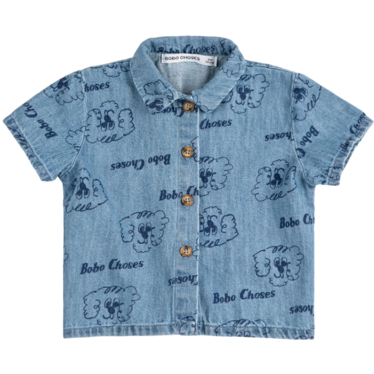 Bobo Choses Light Blue Pickles The Dog All Over Denim Skjorte
