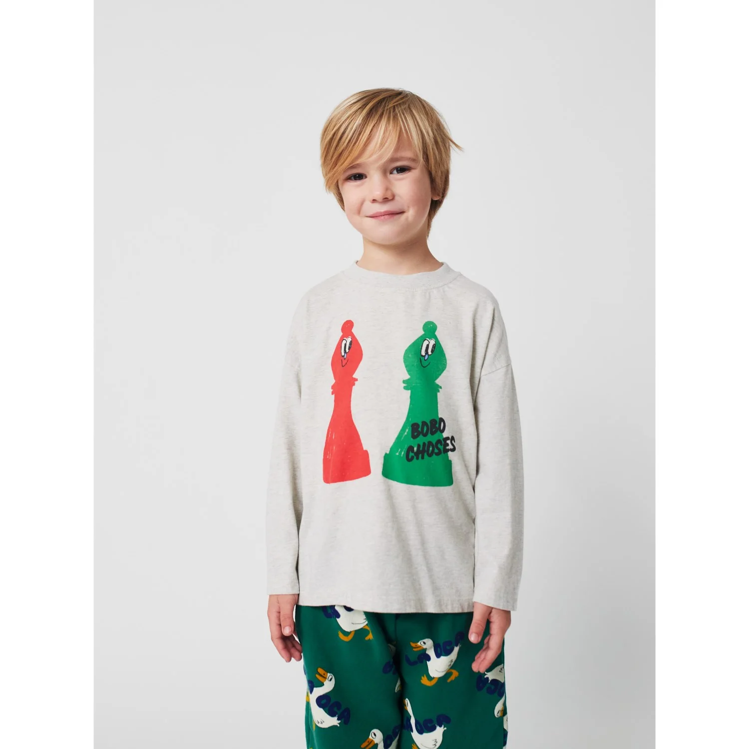 Bobo Choses Light Heather Grey Checkmate Bluse - Image 2