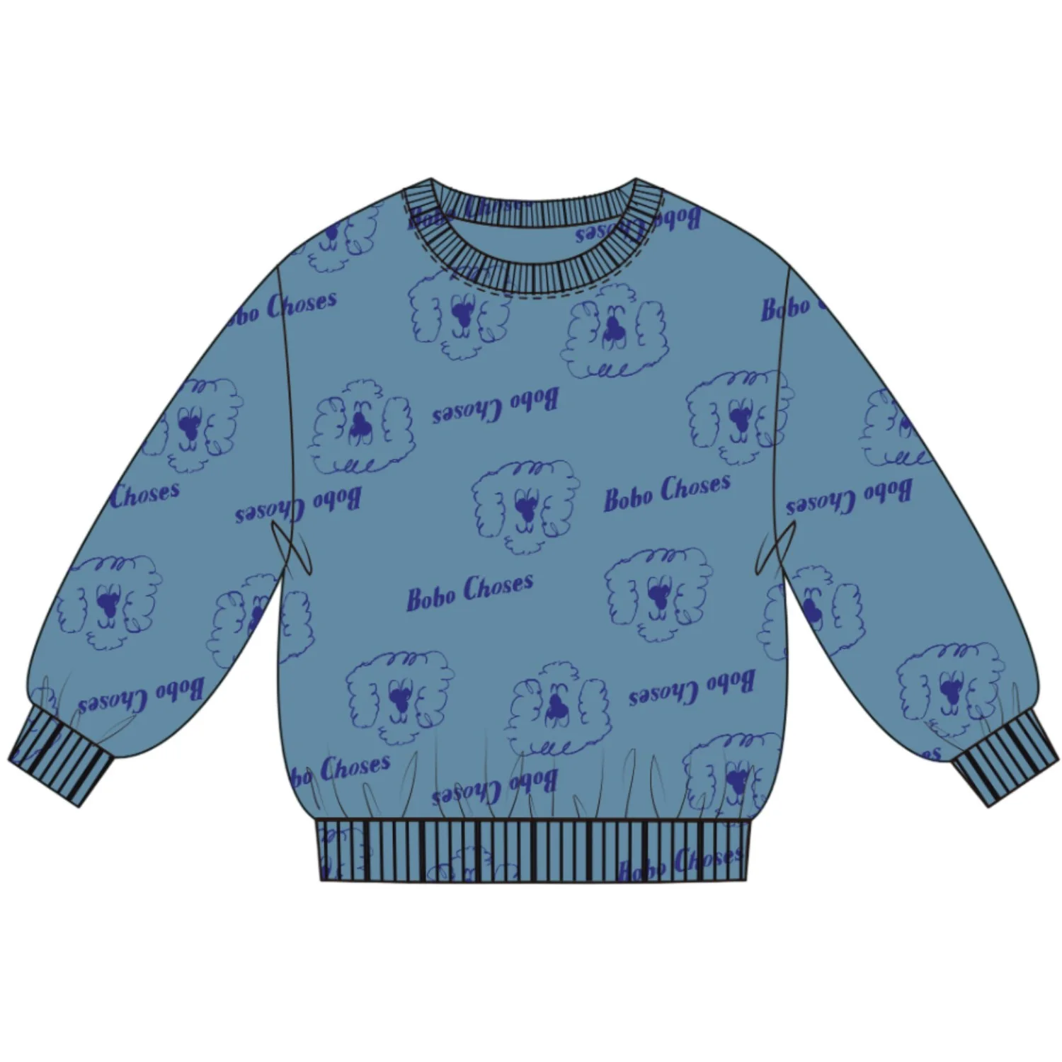 Bobo Choses Prussian Blue Pickles The Dog All Over Sweatshirt