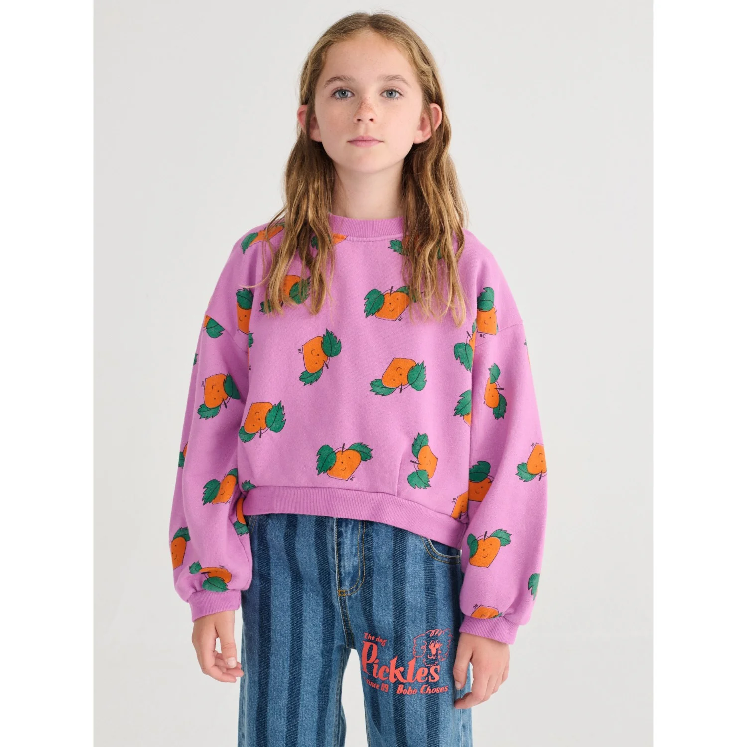 Bobo Choses Purple Tangerine All Over Cropped Sweatshirt - Image 2