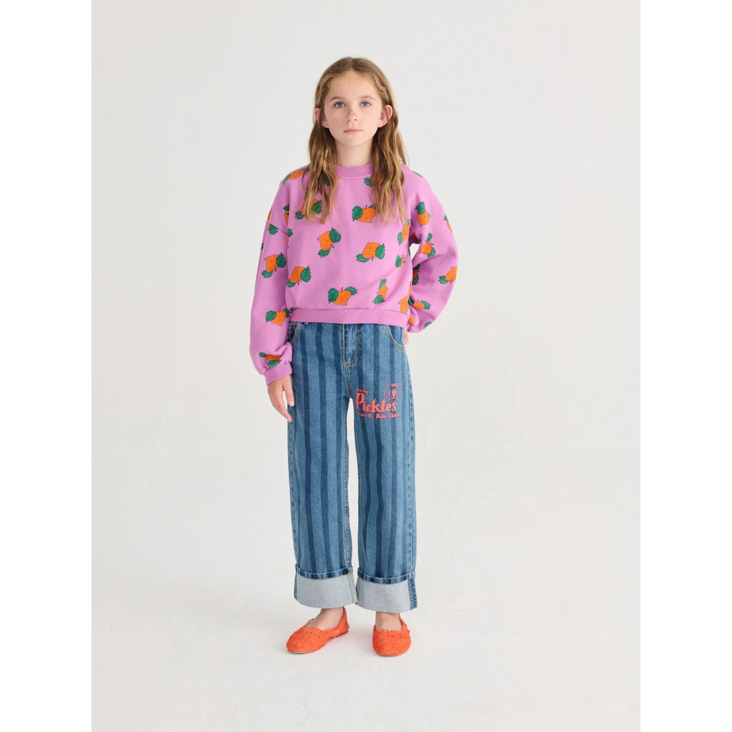Bobo Choses Purple Tangerine All Over Cropped Sweatshirt - Image 3