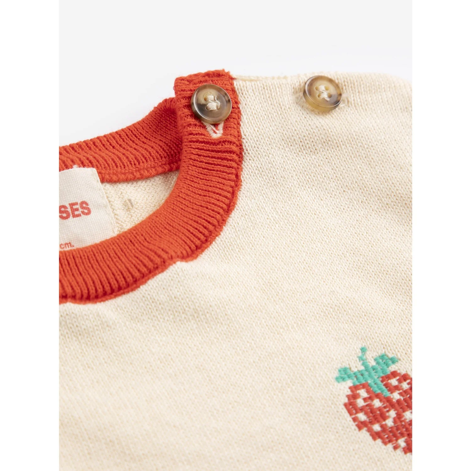 Bobo Choses White Pixel Strawberry Strikket T-Shirt - Image 3