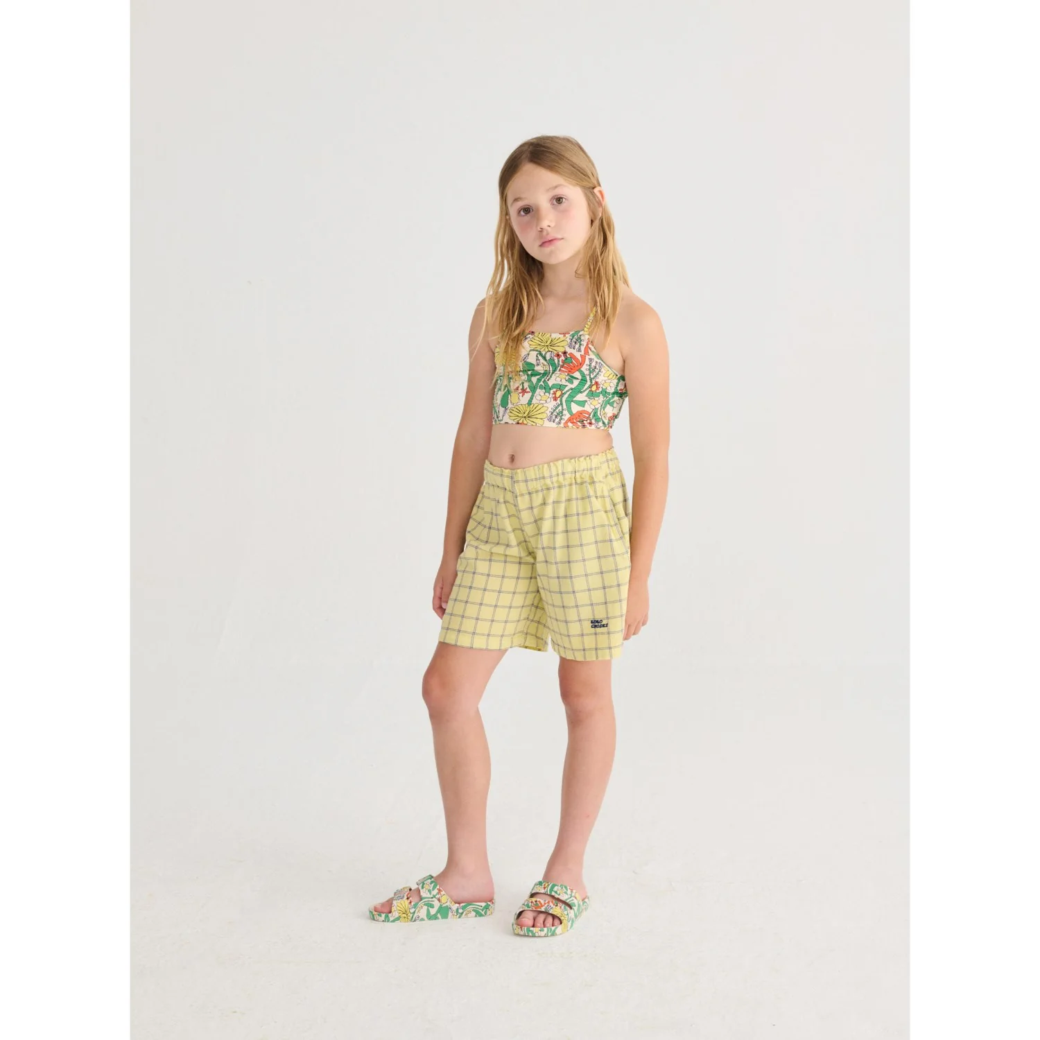 Bobo Choses Yellow Spicy Window Pane Woven Bermuda Shorts - Image 5