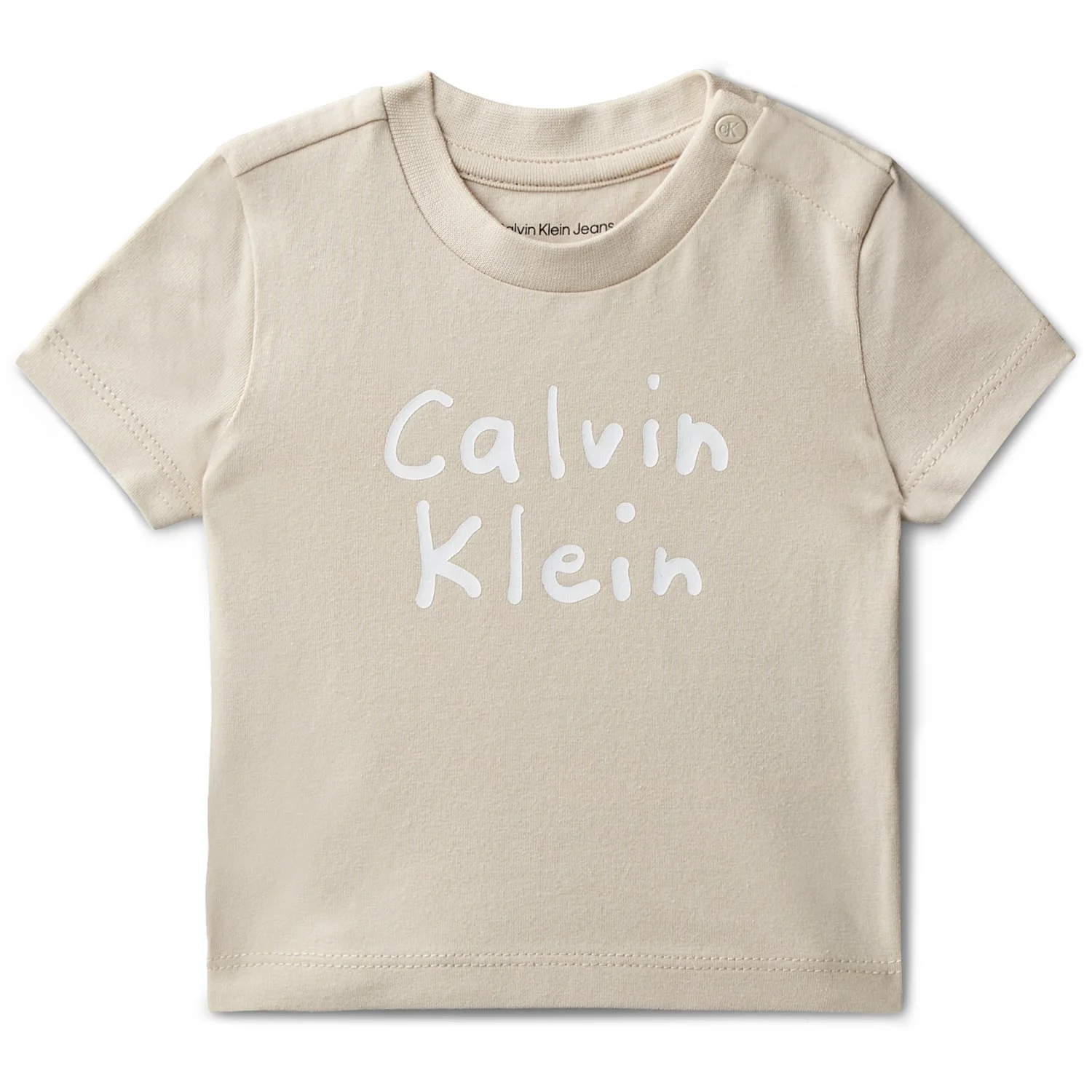 Calvin Klein Oatmeal Ck Logo Ss T-Shirt - Image 3