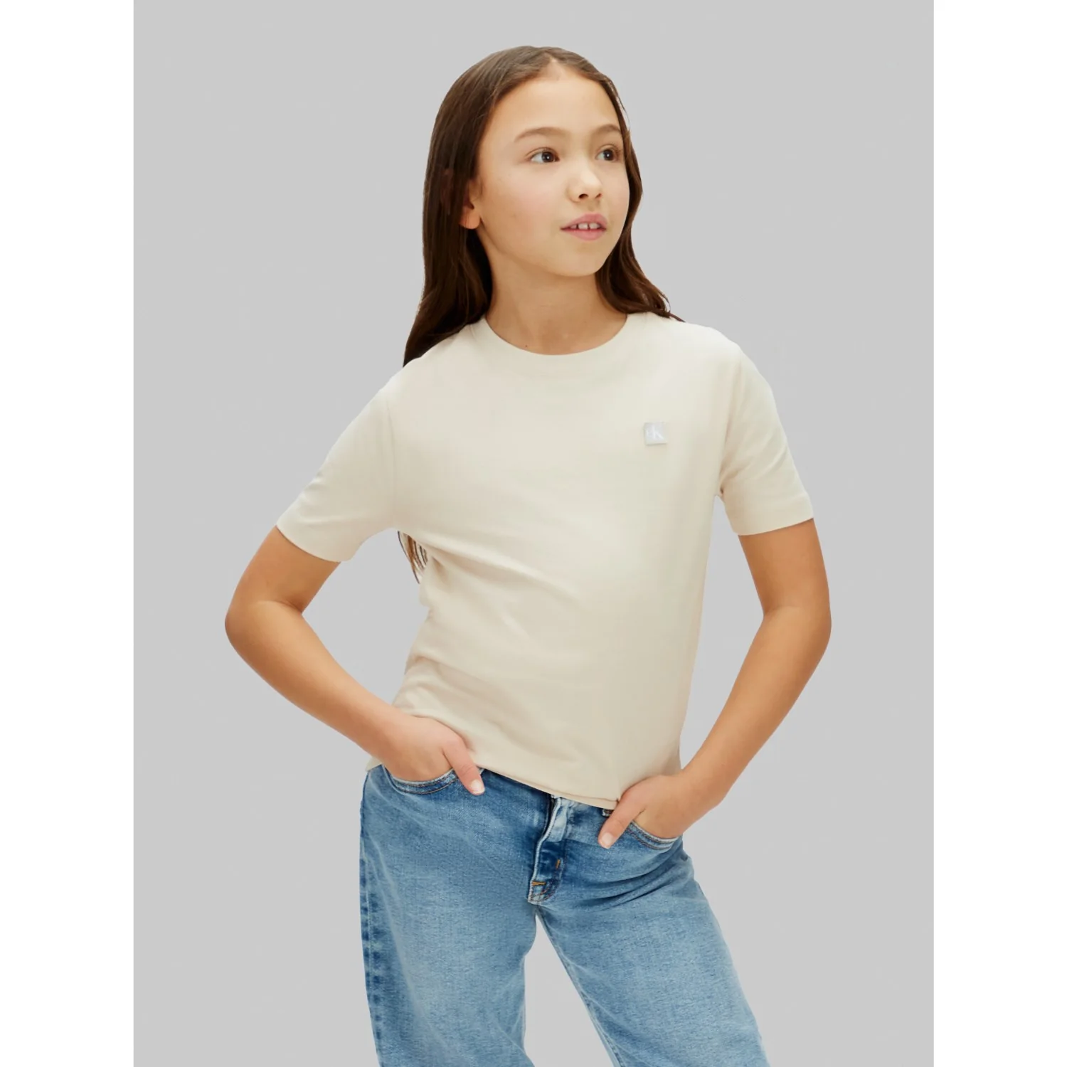 Calvin Klein Oatmeal Mono Mini Badge Reg T-Shirt - Image 2