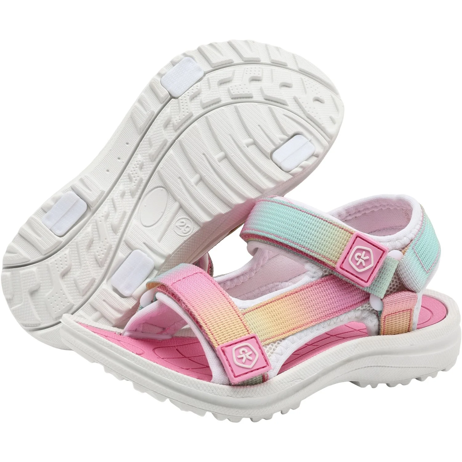 Color Kids Begonia Pink Colorblock Sandaler M/ Velcro - Image 3