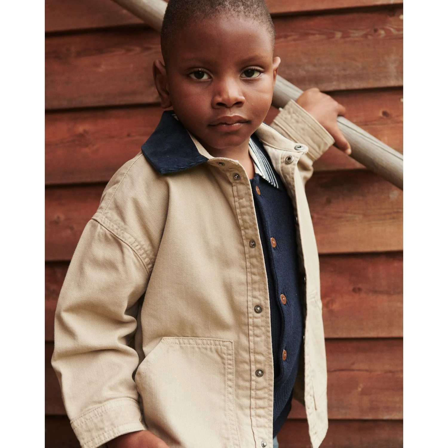 COPENHAGEN COLORS Beige Comb. Twill Jakke W. Corduroy Krave - Image 2