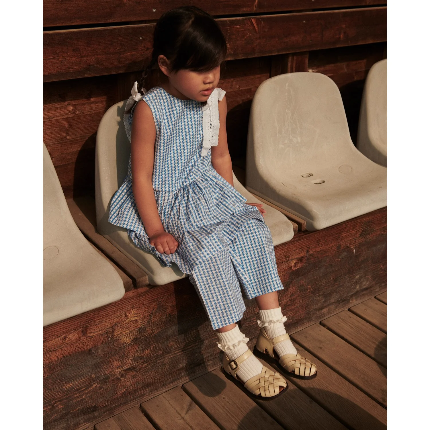 COPENHAGEN COLORS Blue Houndstooth Mini Houndstooth Bukser - Image 2