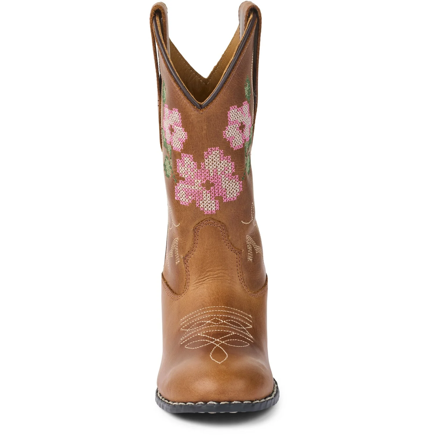 COPENHAGEN COLORS Cognac Leather Limited Cowboy Støvle High - Brown Flower - Image 5