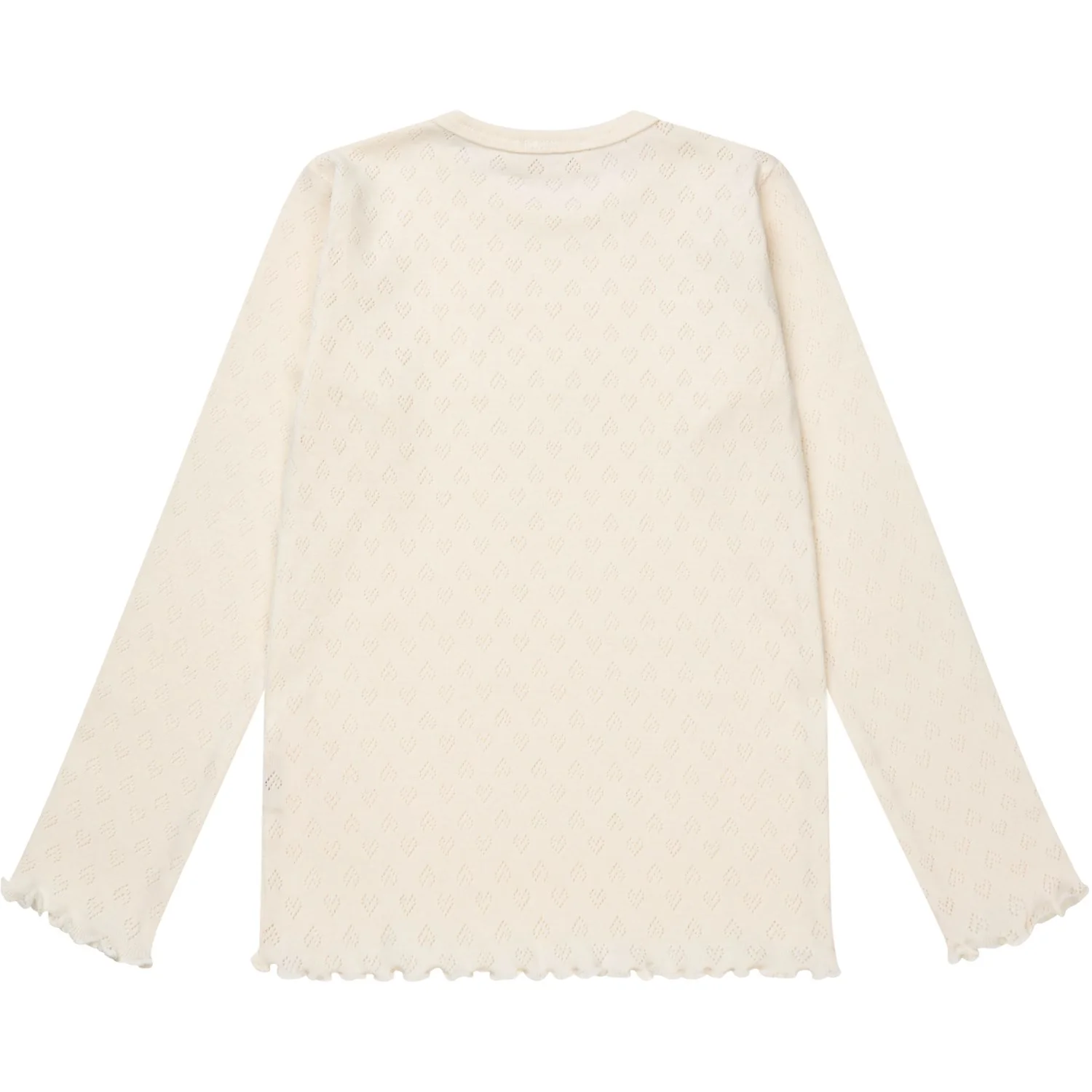 COPENHAGEN COLORS Cream Pointelle Heart Ls Tee - Image 3