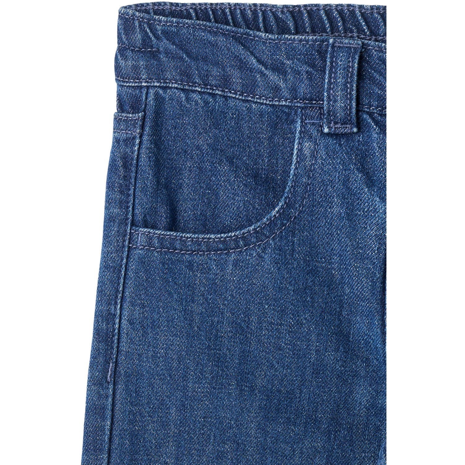 COPENHAGEN COLORS Dark Indigo Blue Washed Organic Denim Bukser W. Pocket Embroidery & Wide Leg - Image 6