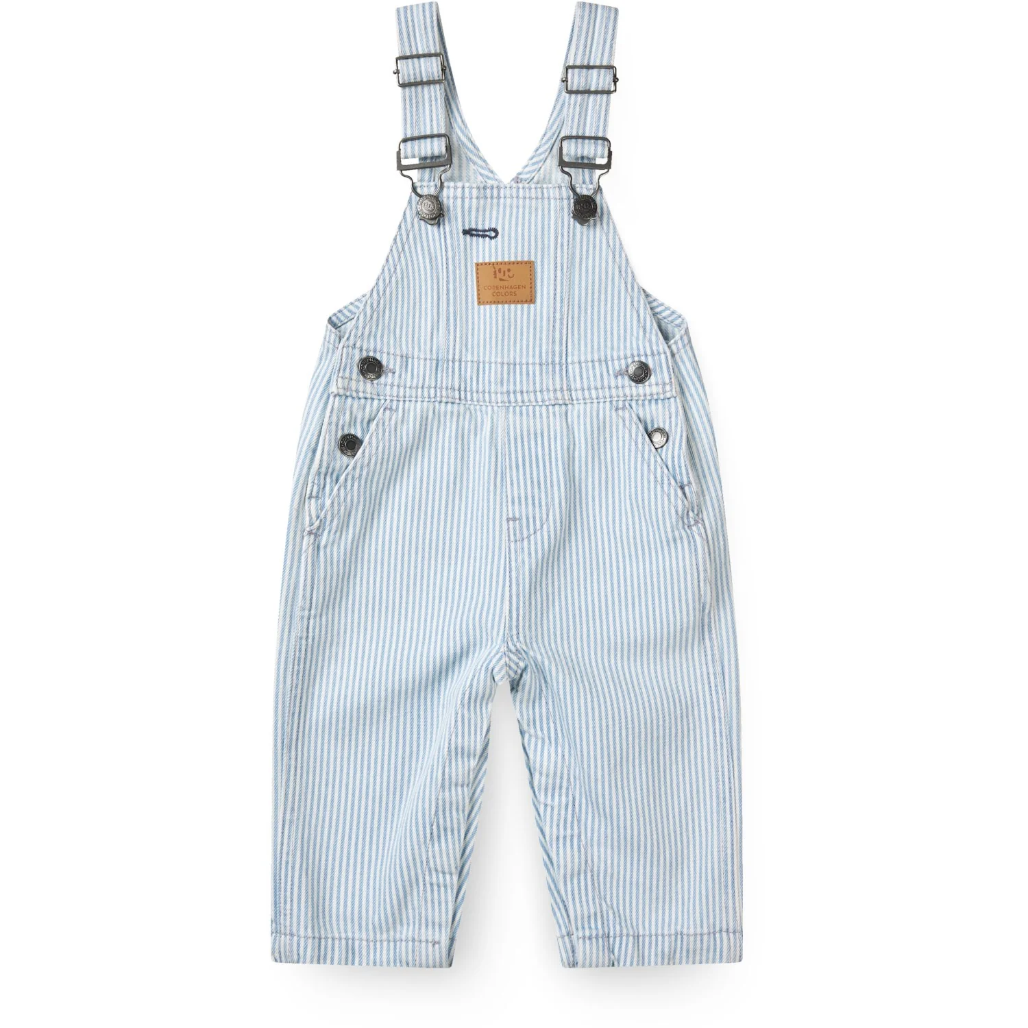 COPENHAGEN COLORS Denim Lt. Blue Stripe Y/D Twill Baby Smækbukser